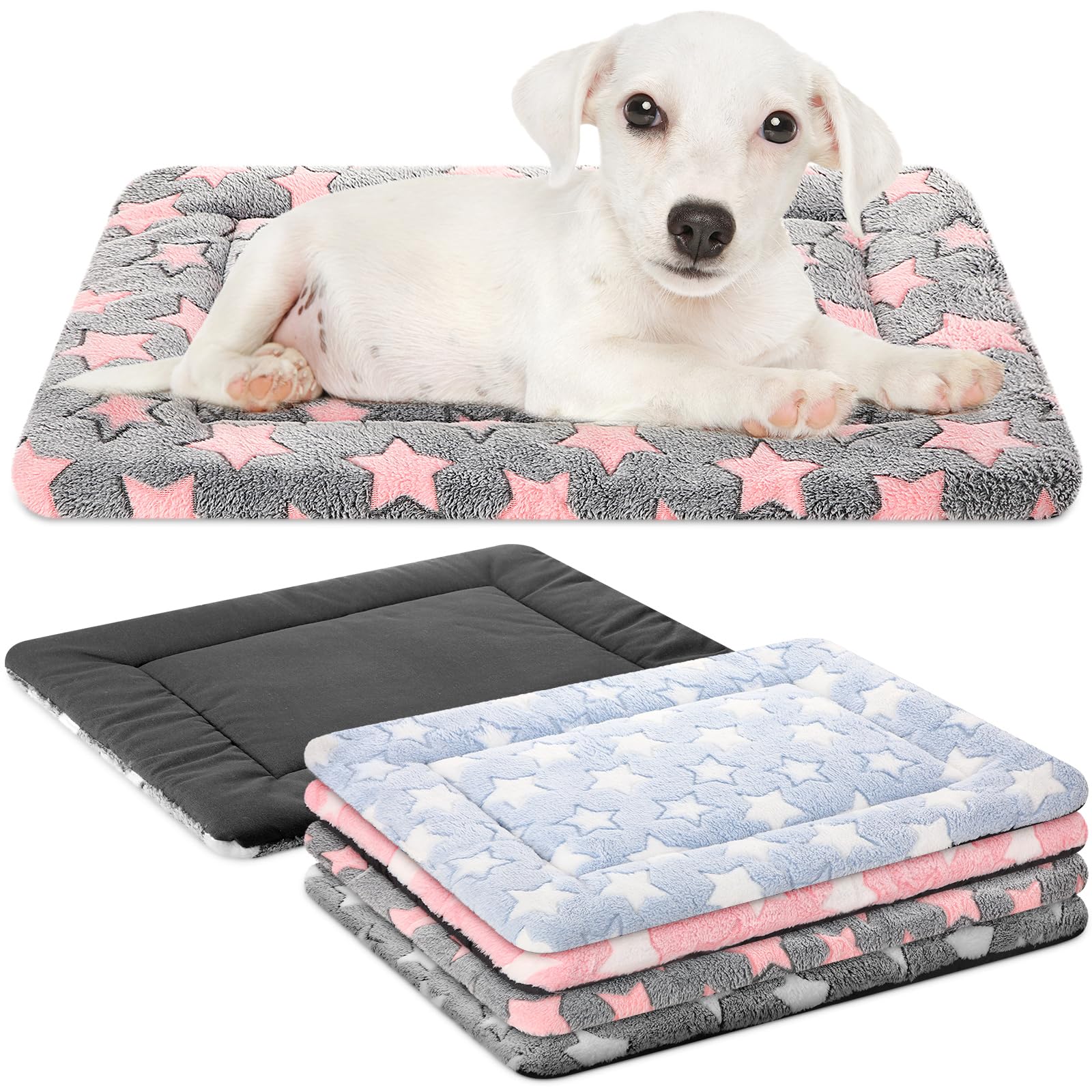 Vitalcozy 4 Pcs Washable Dog Bed Crate Mat Pad Replaceable Reversible Kennel Pad For Crate Pet, Sleeping Mat For Small, Medium, 