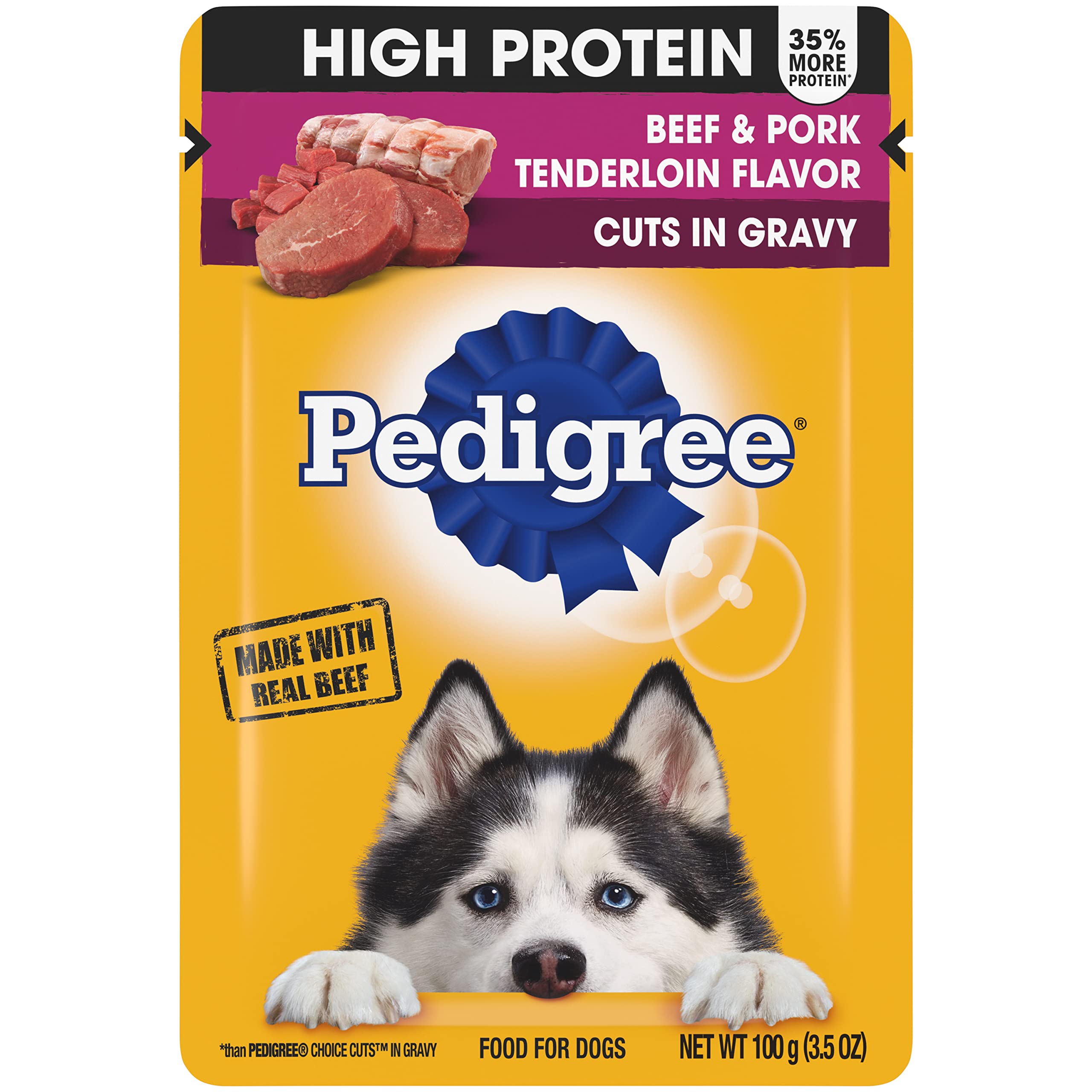 Pedigree High Protein Adult Soft Wet Dog Food, Beef & Lamb Flavor In Gravy, 13.2 oz. Cans (12 Count, Pack of 1)