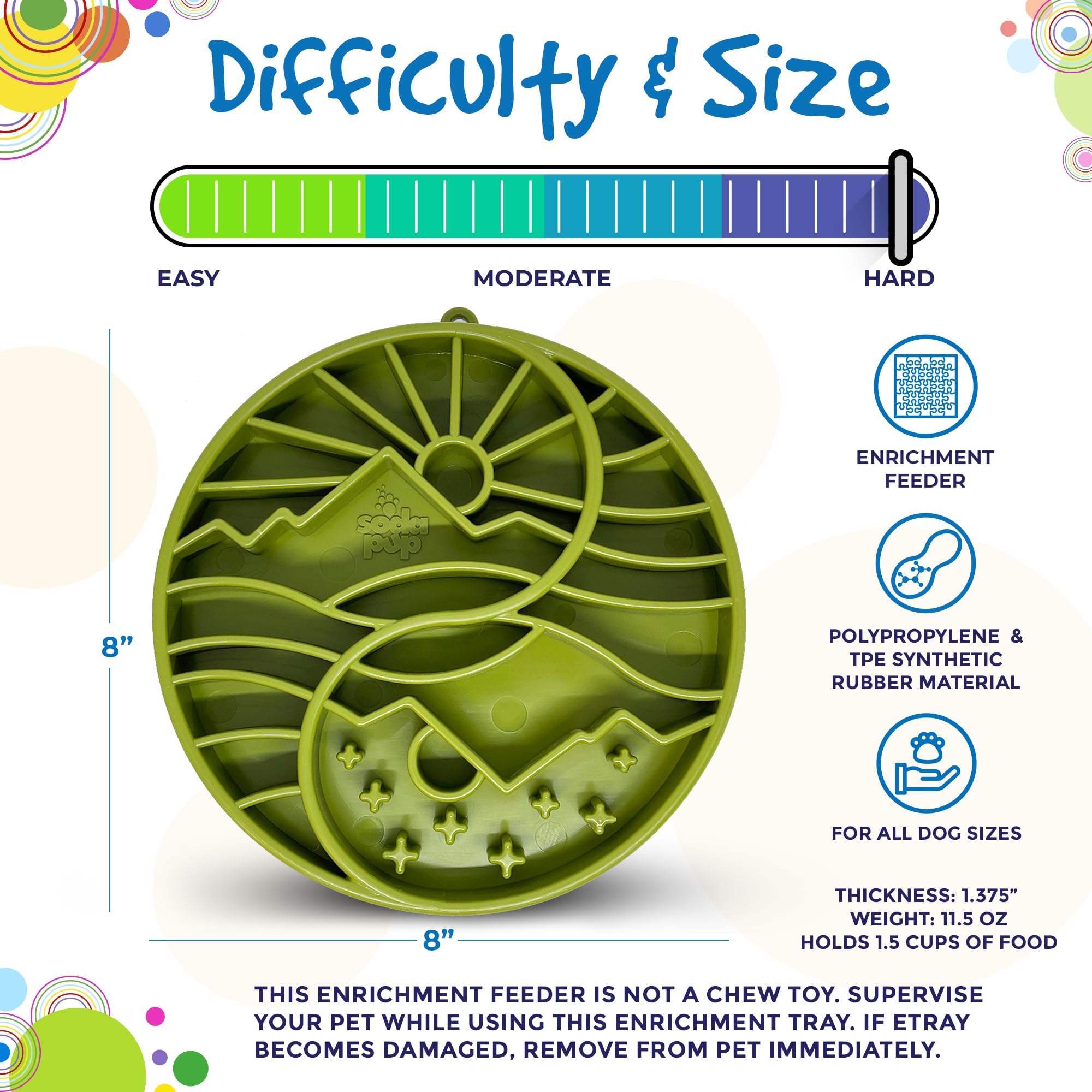 SodaPup Yin Yang eTray - Durable Enrichment Feeder Made in USA from Non-Toxic, Pet-Safe, Food Safe Material for Mental Stimulati