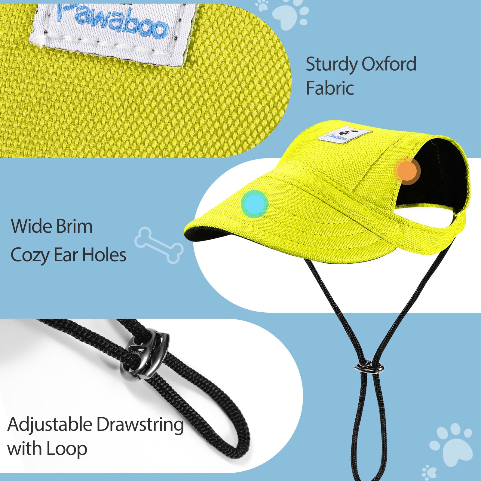 Pawaboo Dog Baseball Cap, Outdoor Pet Sport Sun Protection Baseball Cap Hat, Adjustable Travel Sport Hat Visor Sunbonnet Outfit