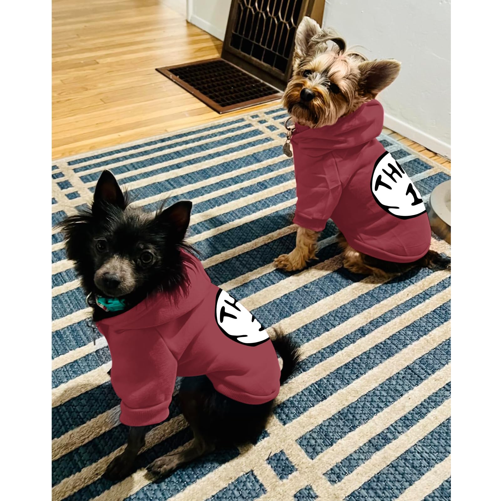 Cayxatiu Dog Hoodie Pet Clothes For Small Dogs Thing 1 Printed Hoodies Medium Puppy Hooded Sweatshirt Pullover Outfit(Wine Red,S