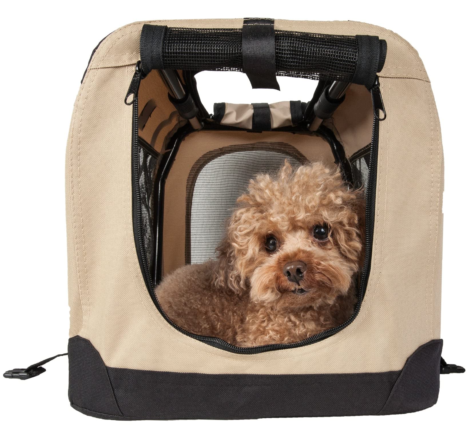 Pet Life Vista-View 360 Degree Zippered And Collapsible Soft Folding Dog Crate - Folding Travel Dog Kennel With Zippered Entranc