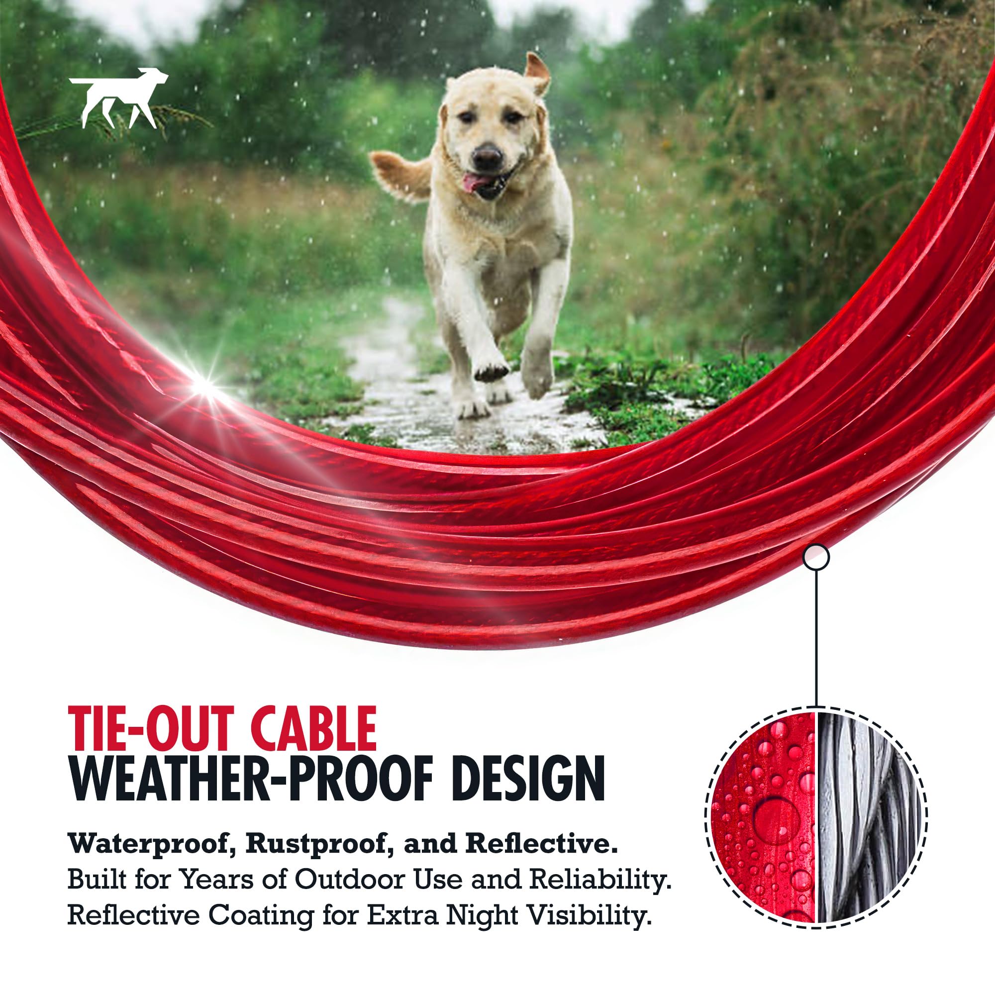 Tuff Pupper Dog Tie Out Cable 30 Feet | Dog Runner Cable For Yard 30 Ft | Heavy Duty Lead | Water & Rust Resistant Industrial St