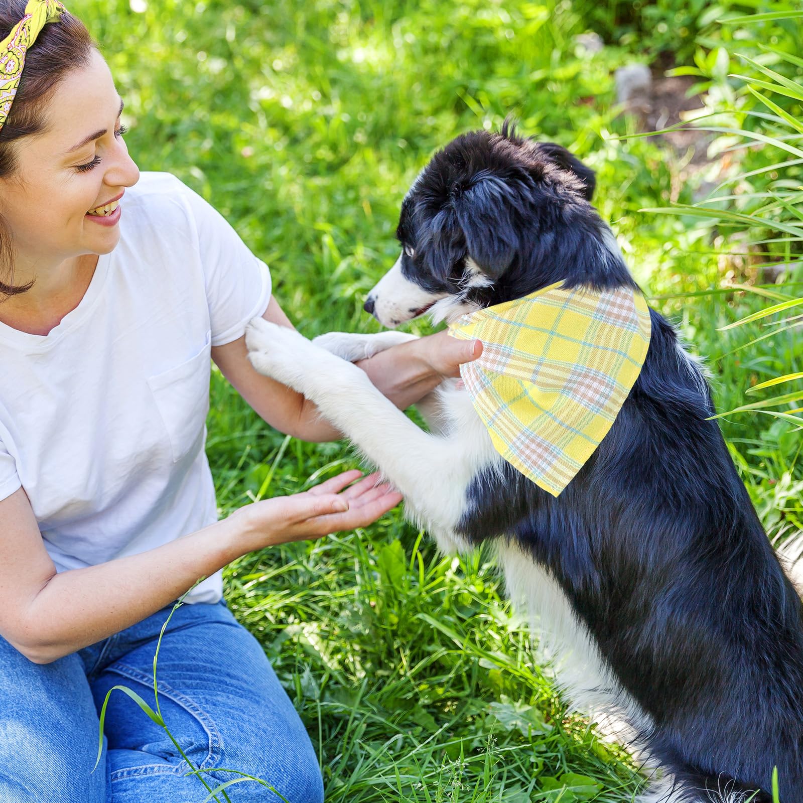 Segarty 30 Pack Triangle Dog Bandanas, 22.8'X15.7' Plaid Bibs Washable Pet Scarf Accessories Bulk For Small Medium Dogs Cats L