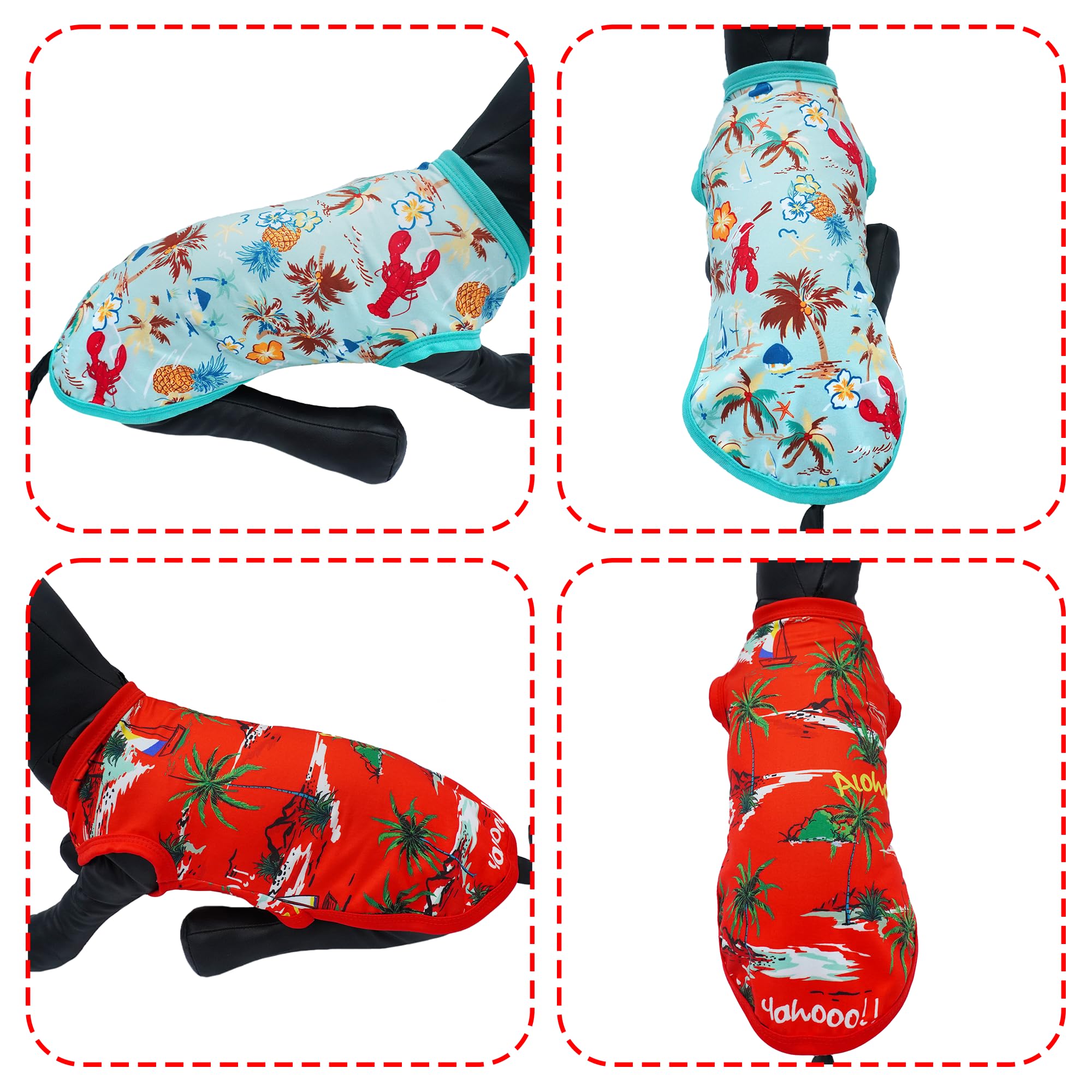 Jpgdn Hawaiian Dog Shirts For Xxxl Dog Girl Boy Bule Red Sleeveless Tank Top Tee Vest T Shirts Male Female Summer Outfit Pack Of
