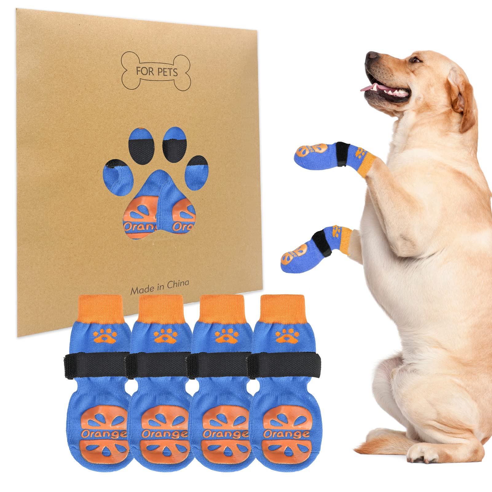 Beautyzoo Non Slip Dog Socks For Small Medium Large Dogs, Grip Dog Paw Protector For Hard Wood Floor Senior Old Dogs,Injury Protection To Prevent Licking 2 Pairs Socks Anti Twist For Hot/Cold Pavement