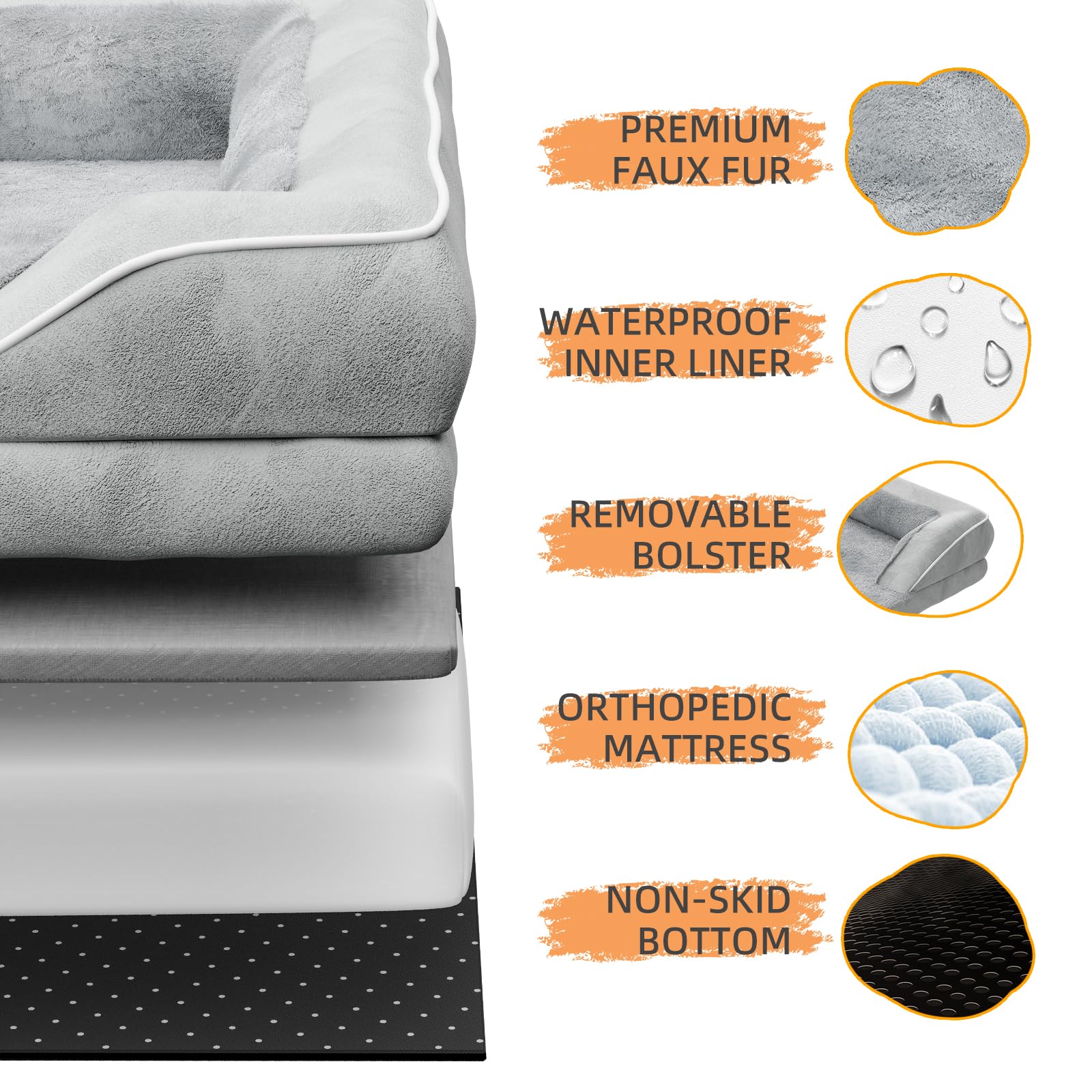 Simple Trending Orthopedic Dog Beds For Extra Large Dogs, Non-Slip And Egg-Crate Foam Big Dog Couch Bed With Washable Removable