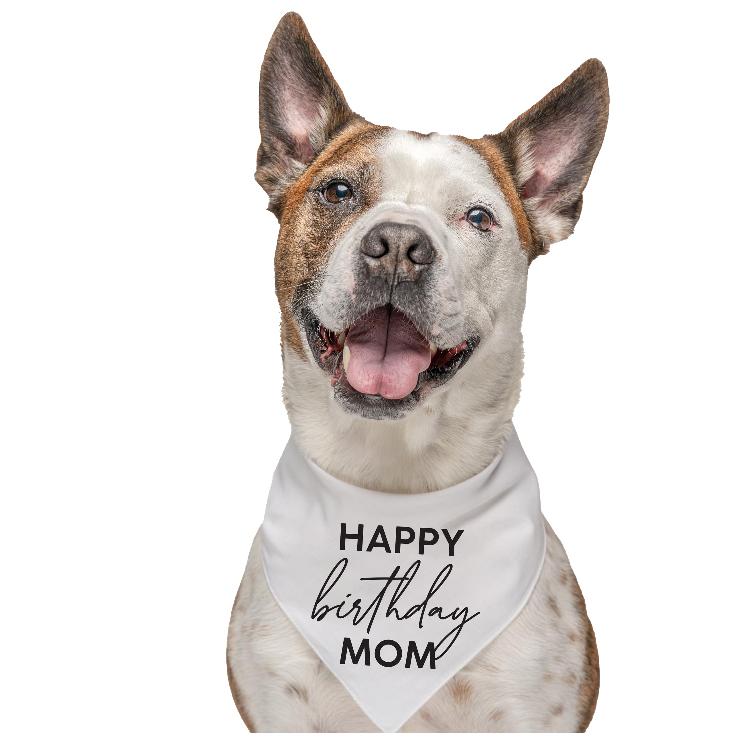 Happy Birthday Mom Dog Bandana | 100% Cotton Adjustable Triangle | Made In Usa | Birthday Pawty | Party Theme | Celebration Supp