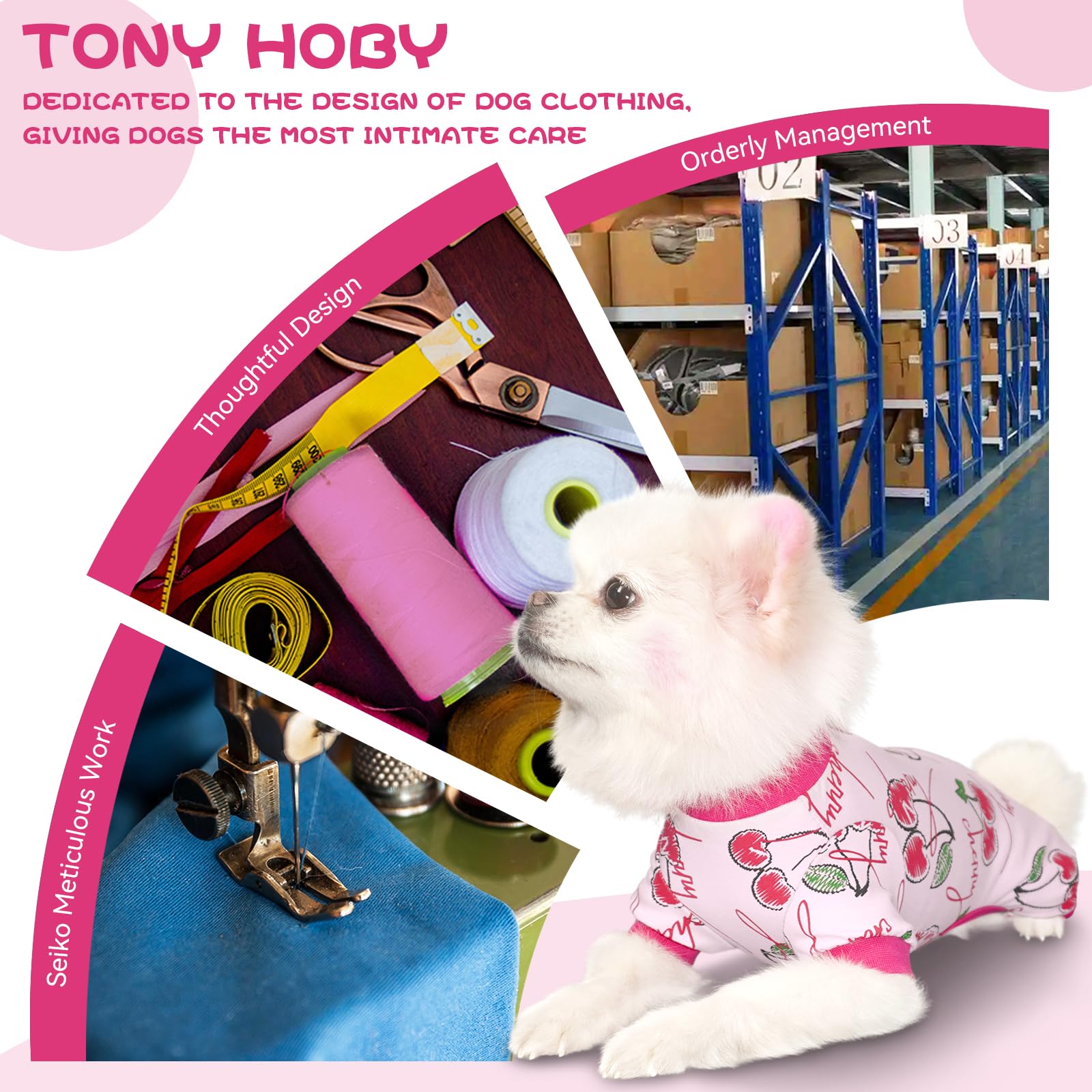 Tony Hoby Dogs Pajamas, 4 Ledgged Dog Shirt Soft Comfortable, Dog Jumpsuit Clothes For Small Medium Dogs (Cherries, Xl)