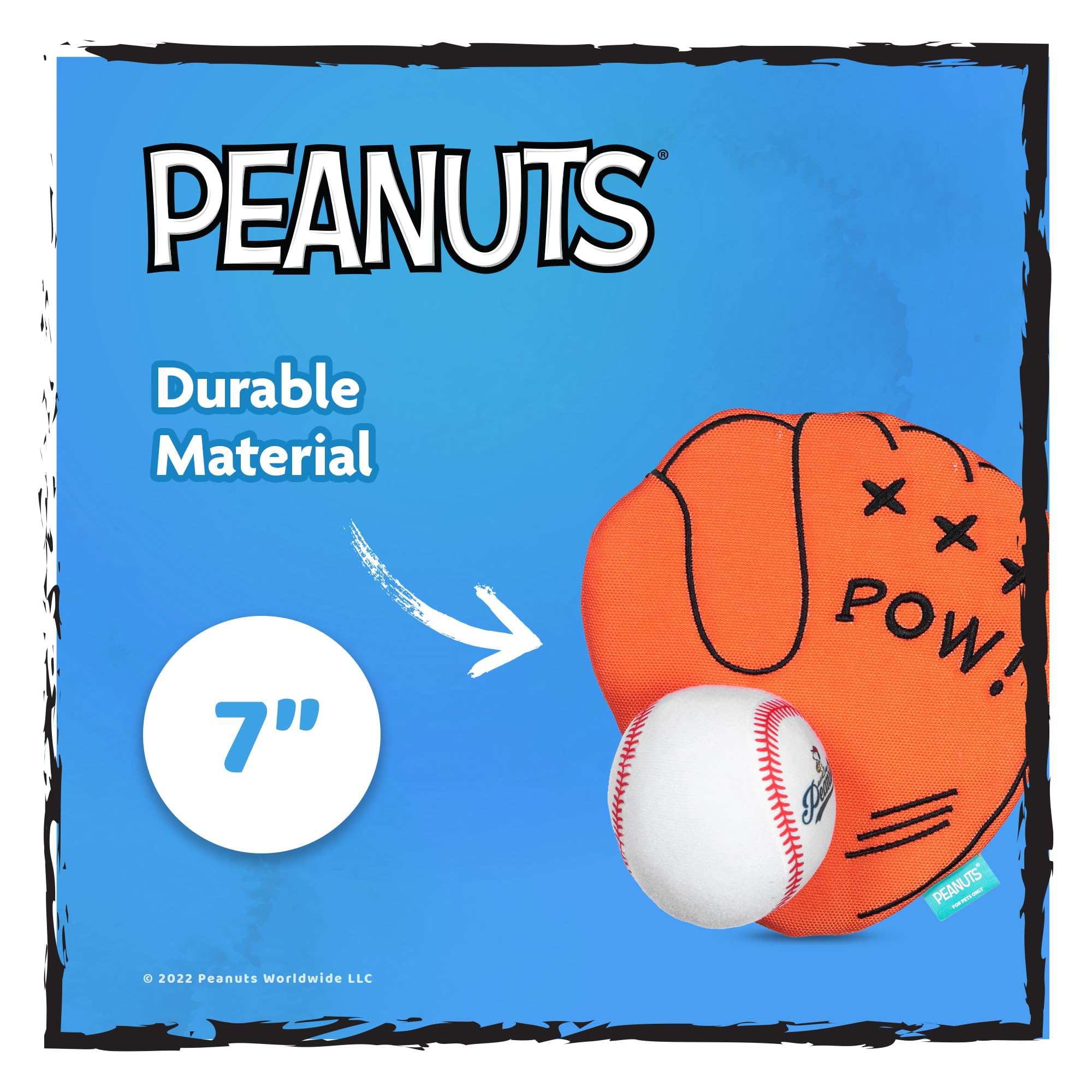 Peanuts For Pets 2-Piece Interactive Dog Toy Set - Durable Canvas Baseball Glove And Ball Toy For Large, Medium, Small Dogs - Fu