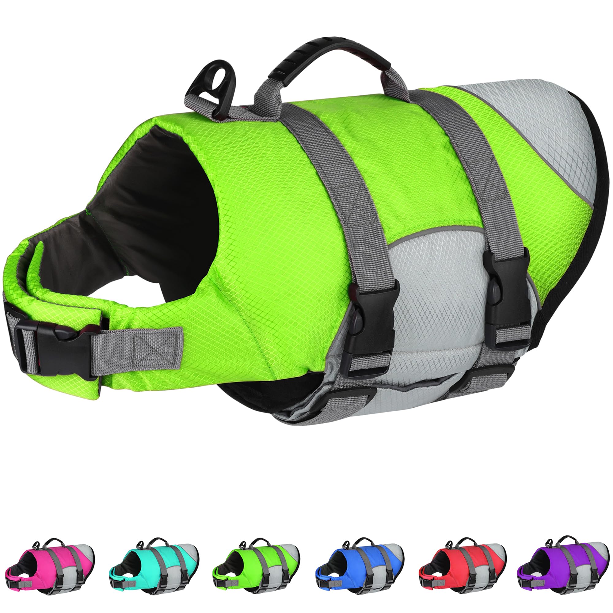 Dogcheer Dog Life Jacket, Reflective Dog Life Vest For Swimming Boating, Adjustable Puppy Swim Vest Ripstop Pfd Flotation Vest P