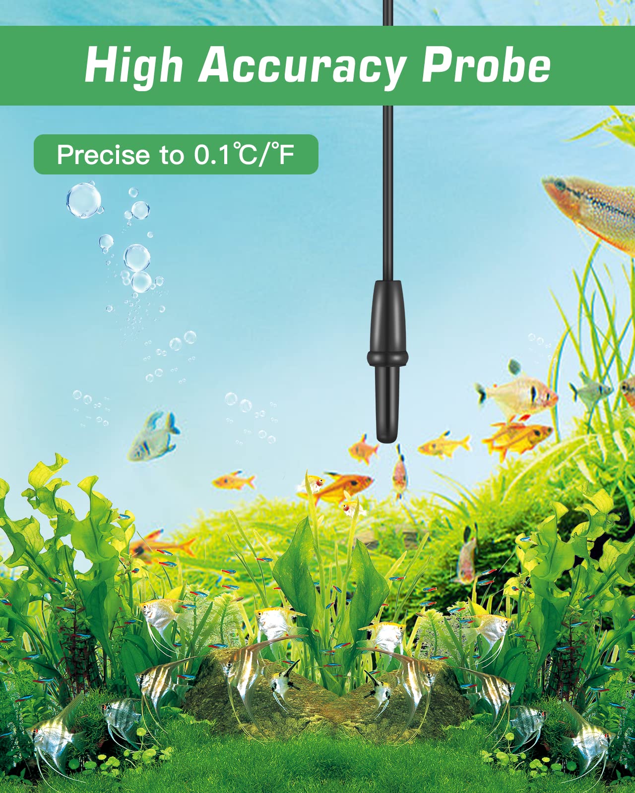 Zacro 2 Pack Digital Aquarium Thermometer, Fish Tank Thermometer, Water Thermometer With Large Lcd Display,Reptile Thermometer F