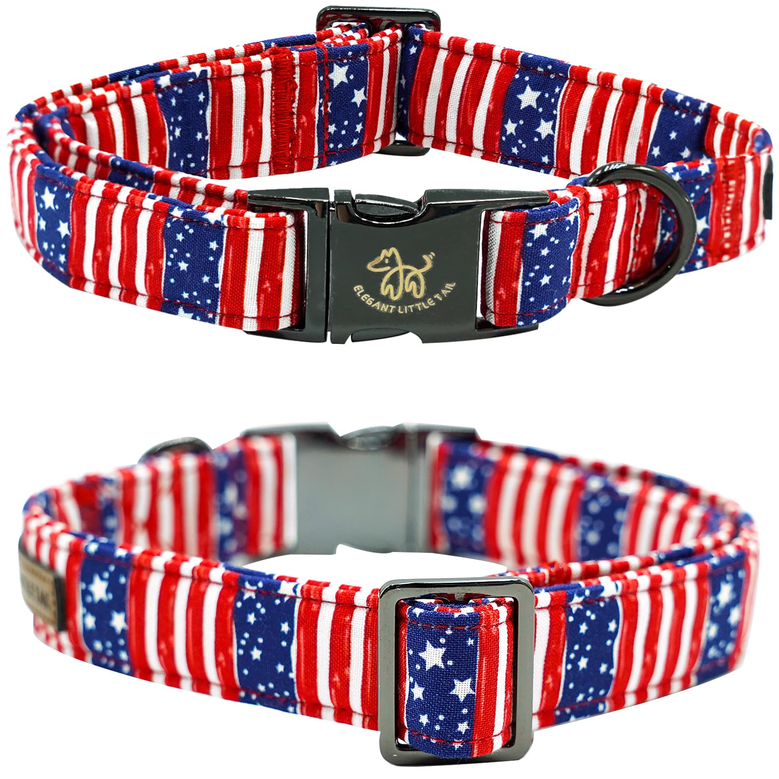 Elegant Little Tail Independence Dog Collar, Holiday Pet Collar With Bow Dog Durable Patriotic Dog Collars Pet Gift Adjustable D