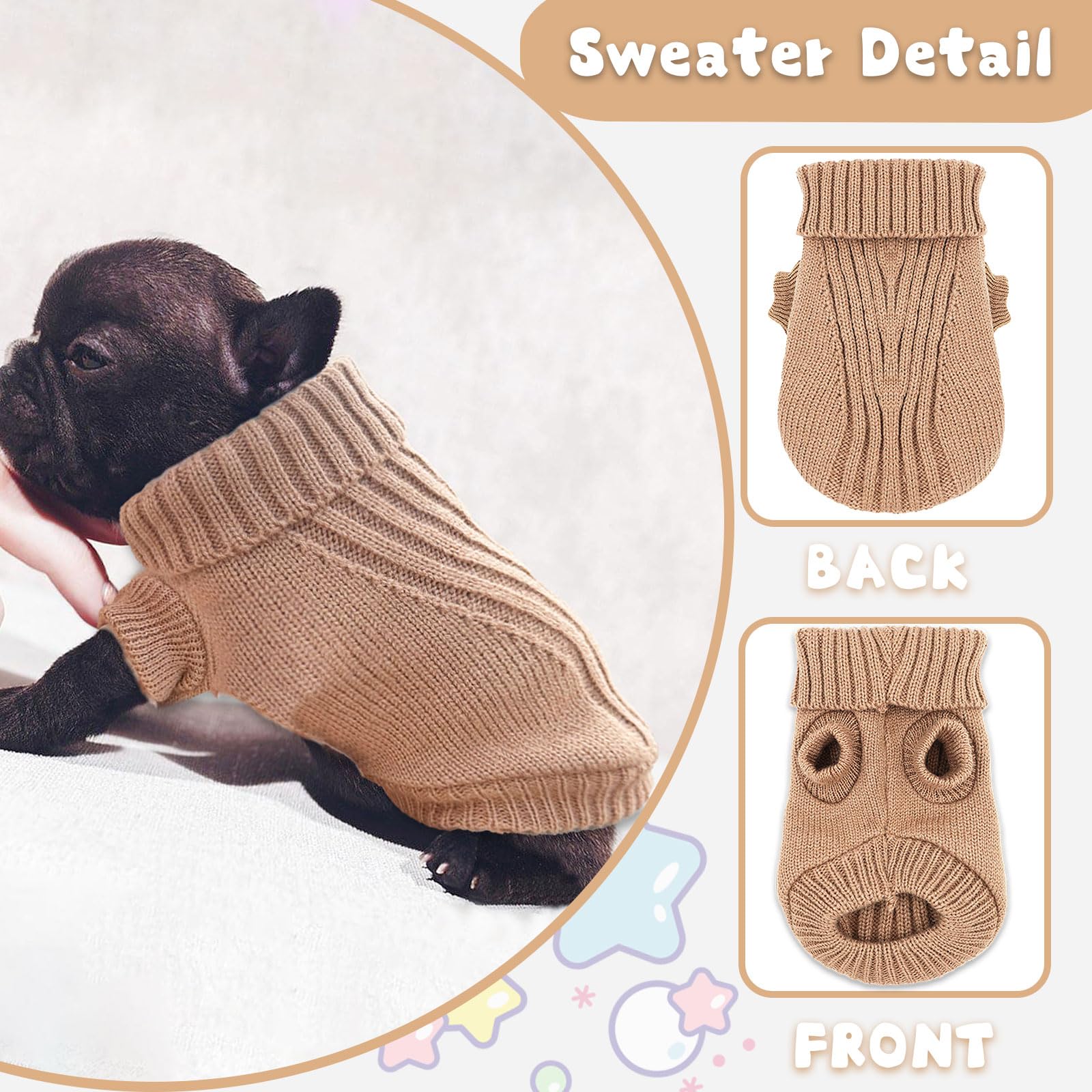 Puppy Sweater Dog Sweater For Small Dogs Winter Dog Knitted Sweaters Warm Puppy Clothes Turtleneck Pullover Sweater Thick Pet Kn
