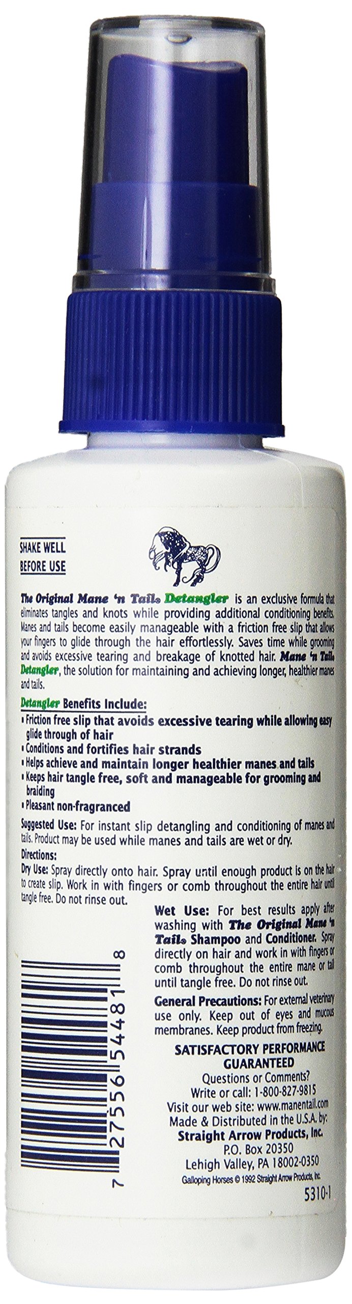 Mane 'n Tail Straight Arrow Equine Detangler Spray for Horse, 4-Ounce