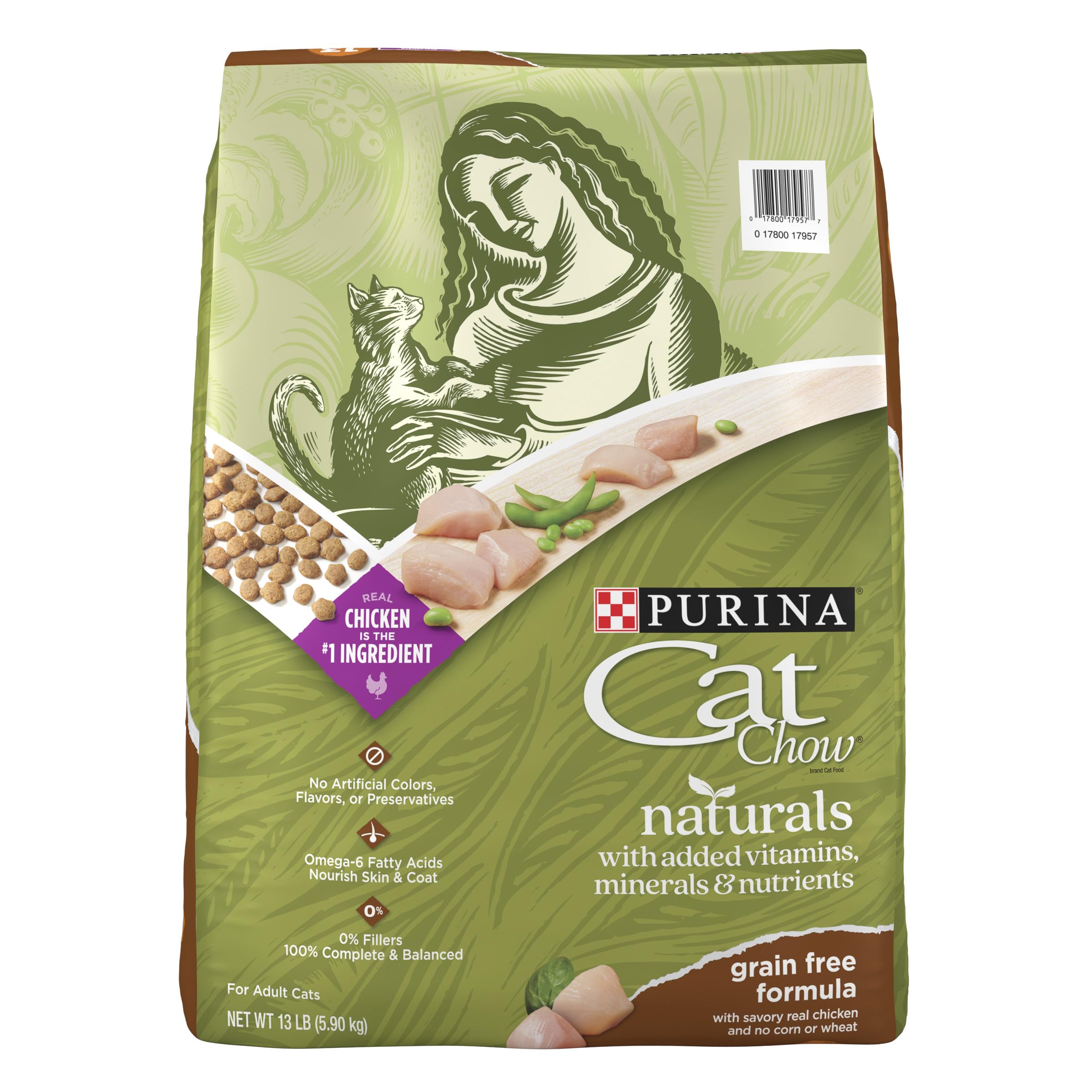 Purina Cat Chow Natural Grain Free Dry Cat Food, Naturals With Real Chicken  13 lb. Bag