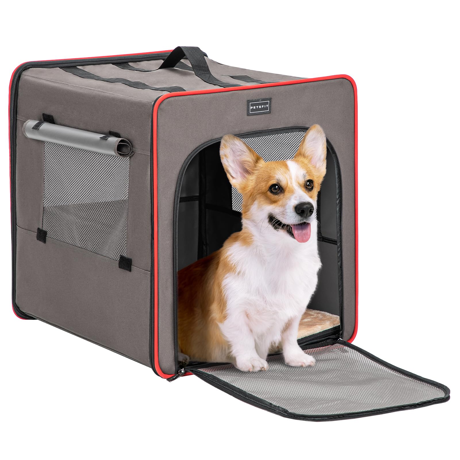 Petsfit Foldable Dog Crate, Small Portable Dog Crate - 21 Inch With Thicken Mat, Easy To Fold, Sturdy And Portable, Perfect For 