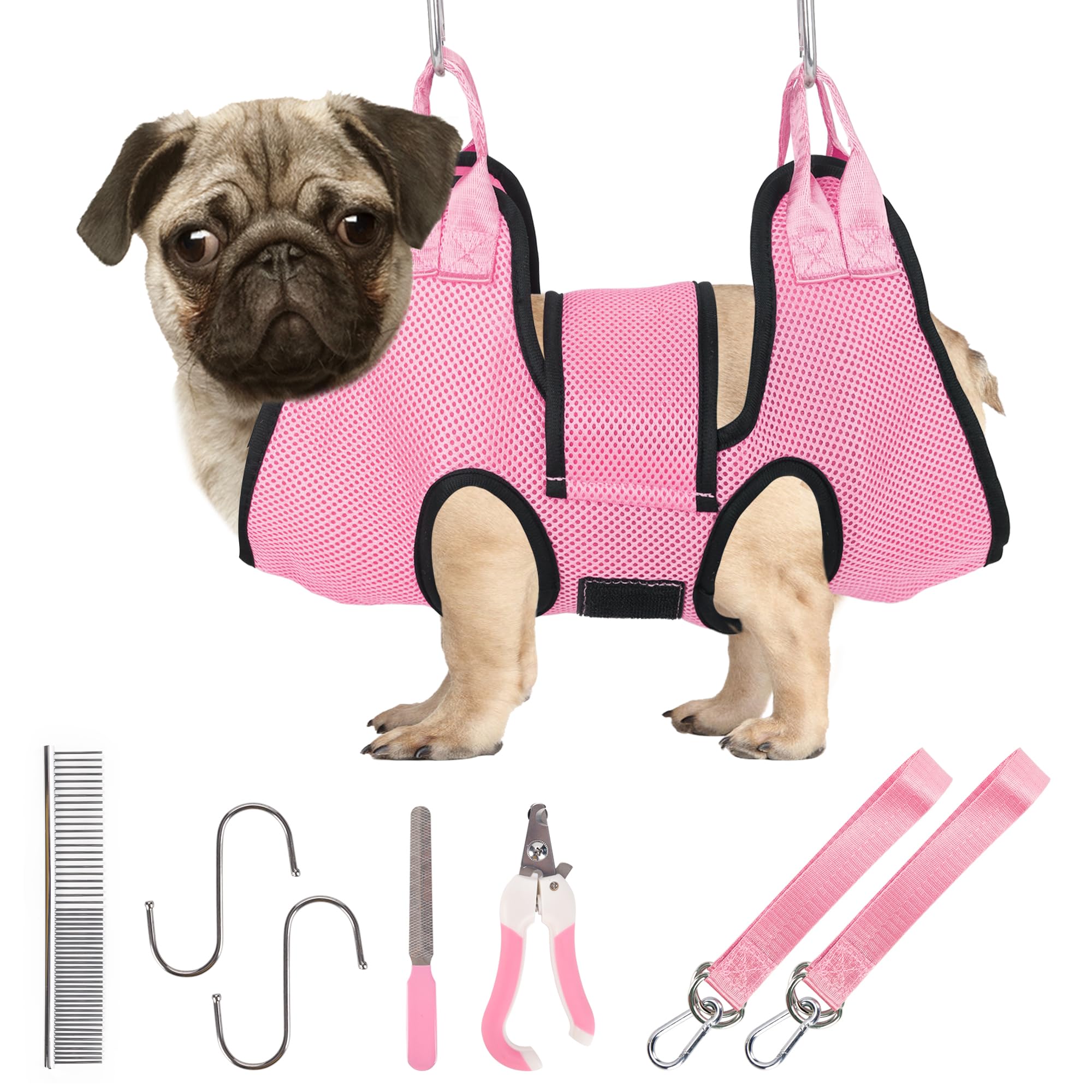 Patiencet Dog Grooming Hammock, Pet Grooming Hammock For Cats & Dogs With Security Strap, Dog Sling For Nail Trimming With Nail 