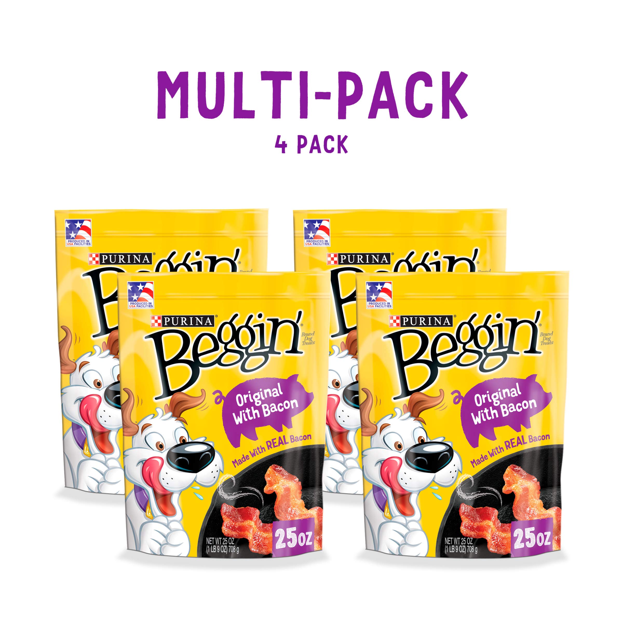 Purina Beggin Strips Dog Treats, Original With Bacon Flavor - (4) 25 oz. Pouches