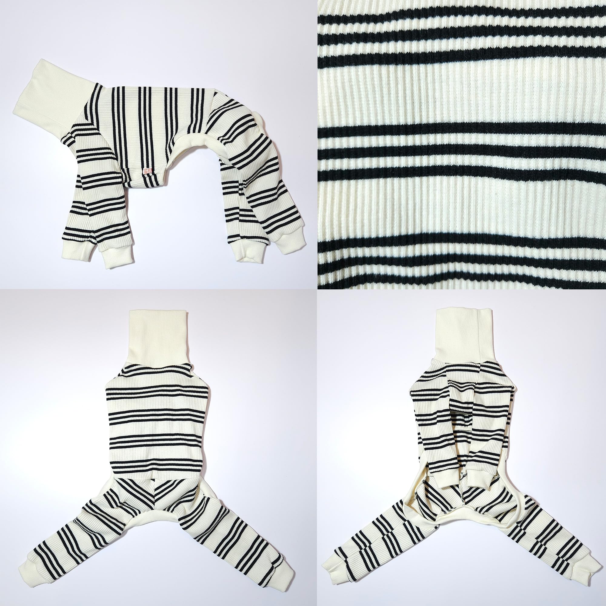 D Doggy Star Italian Greyhound Clothes Soft Stretchy Onesie Refined Stripe Outfit Whippet For Dog Coat (Xl,Onsi Black Str)