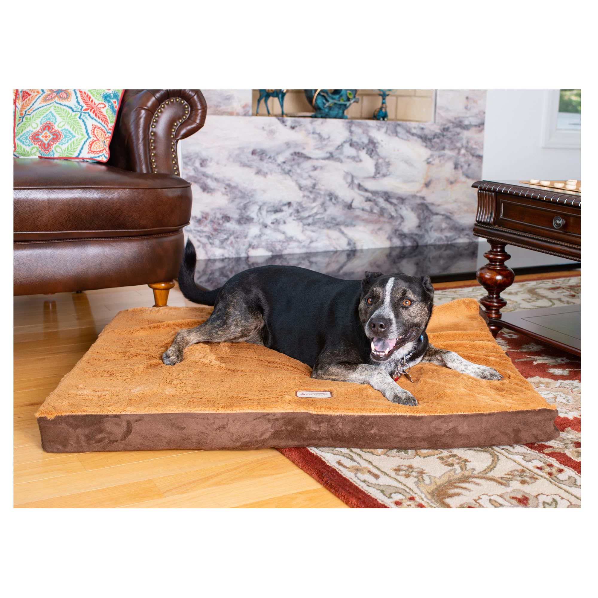 Armarkat Memory Foam Orthopedic Pet Bed Pad In Mocha And Brown, 39-Inch By 28-Inch By 3-Inch