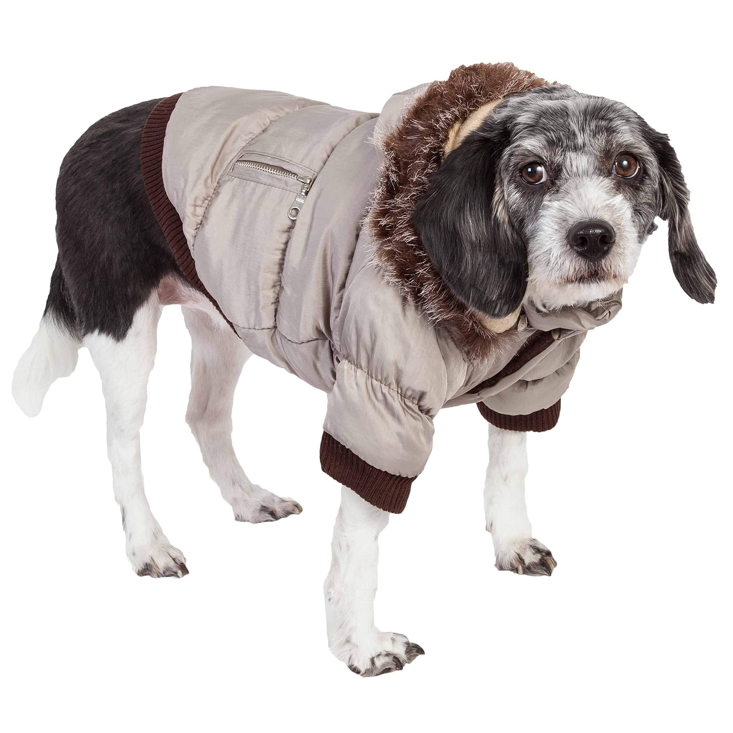 Metallic Dog Parka With Removable Hood In Pink Size: Small