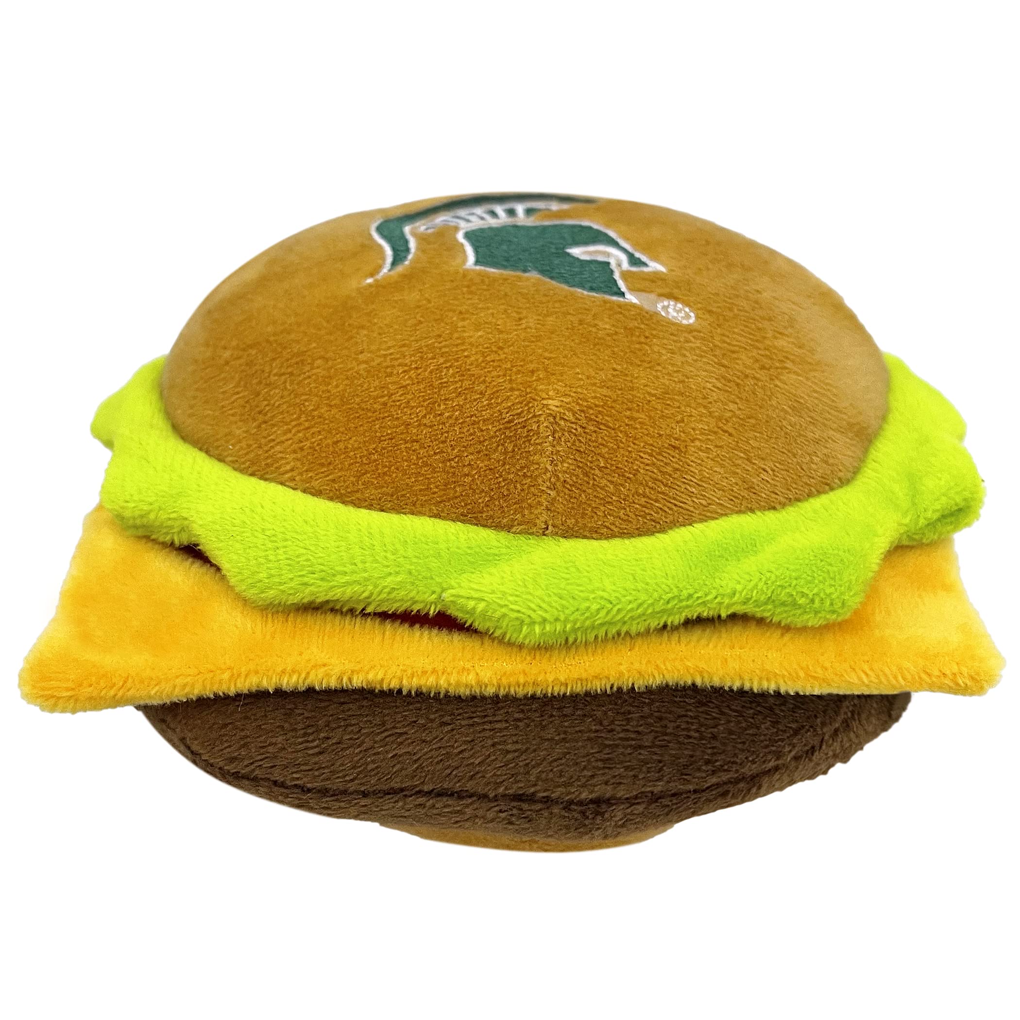 Ncaa Michigan State Spartans Cheeseburger Plush Dog & Cat Squeak Toy- Cutest Stadium Hamburger Snack Plush Toy For Dogs & Cats W