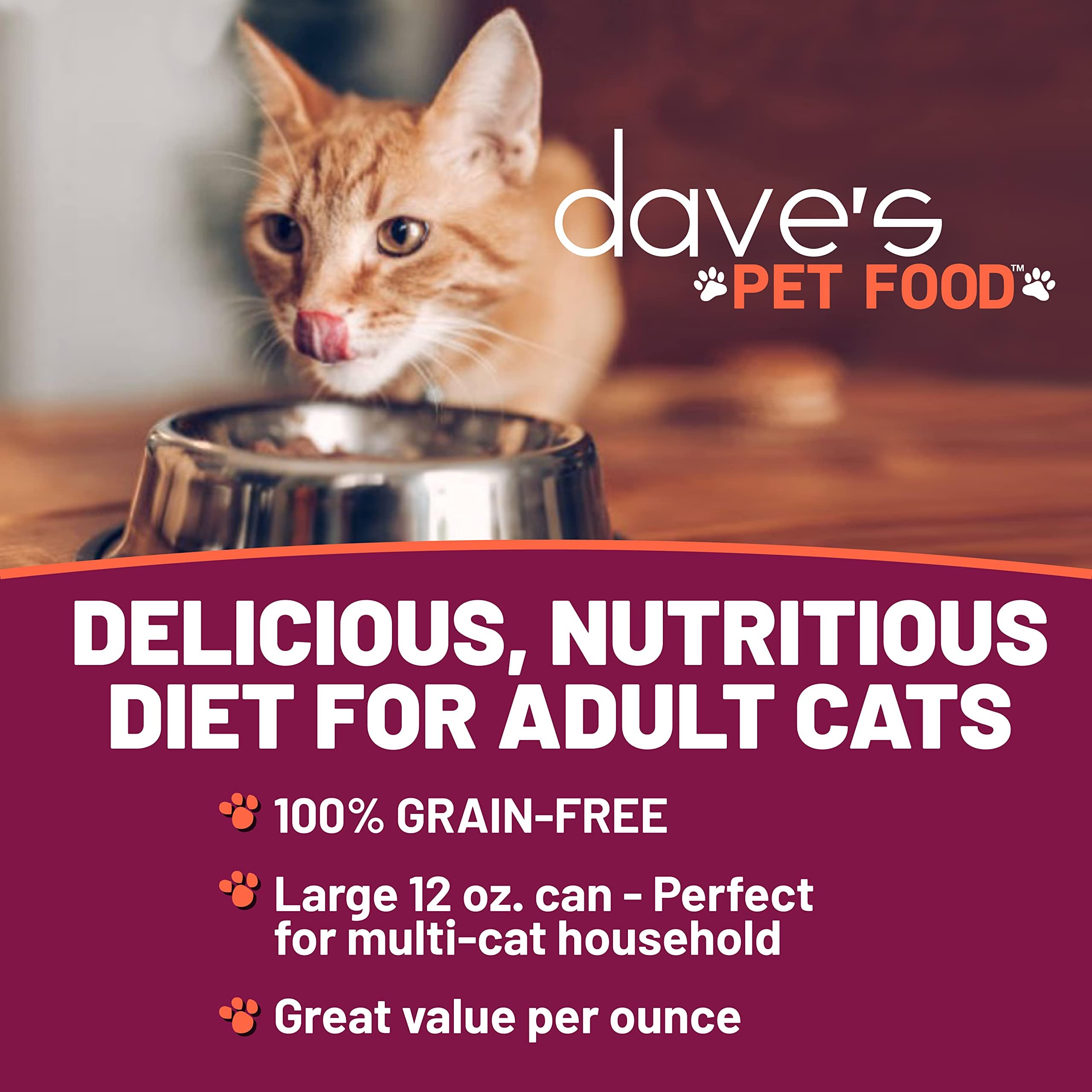 Daves Pet Food Grain Free Wet Canned Cat Food (Turkey), Made in USA Naturally Healthy, Added Vitamins & Minerals, Gluten-Free,