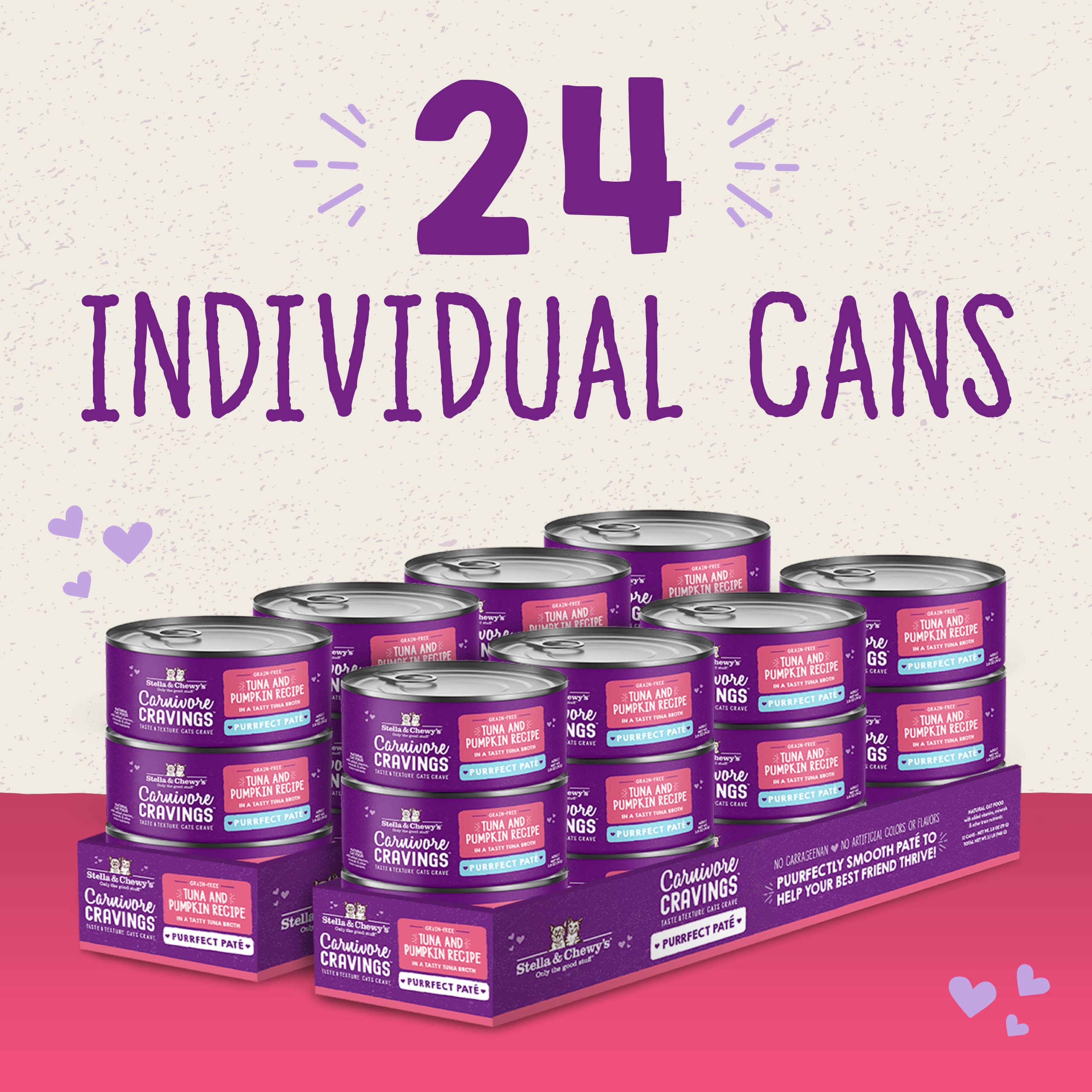 Stella & Chewys Carnivore Cravings Purrfect Pate Cans - Grain Free, Protein Rich Wet Cat Food - Tuna & Pumpkin Recipe - (2.8 Ou