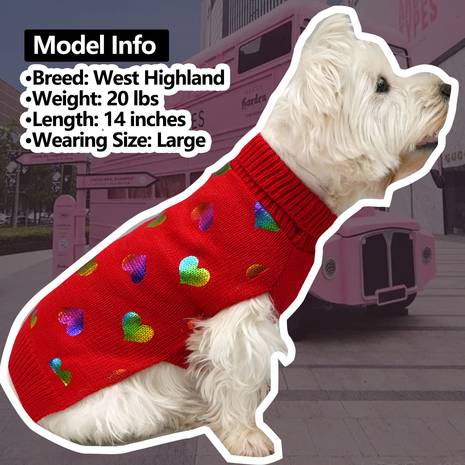 Kyeese Dog Sweaters For Large Dogs Colorful Radiant Printing Love Design With Leash Hole Pet Sweater Pet Clothes,Xxl