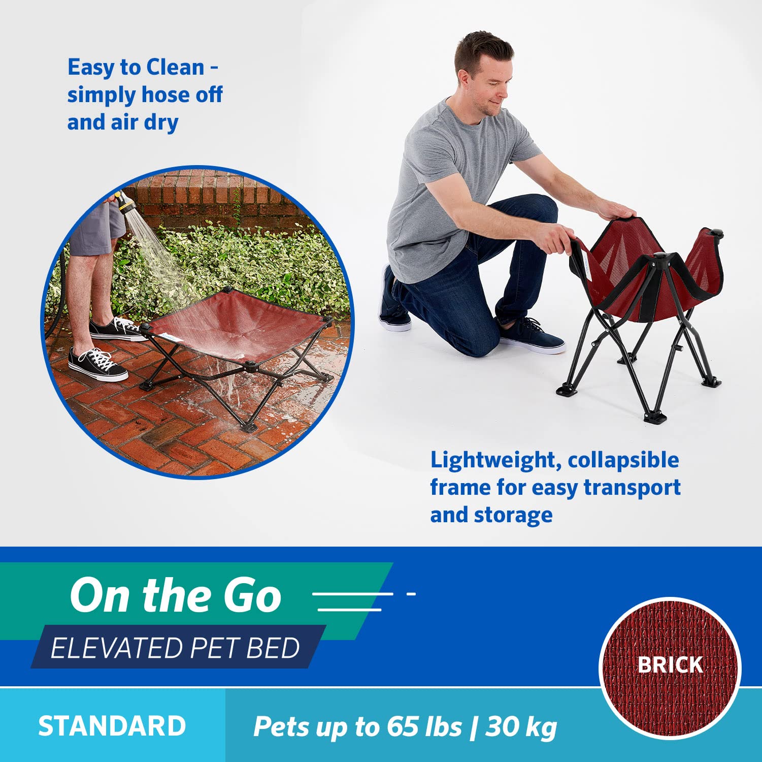 On The Go Pet Bed - Brick - Standard (24'' X 24'')