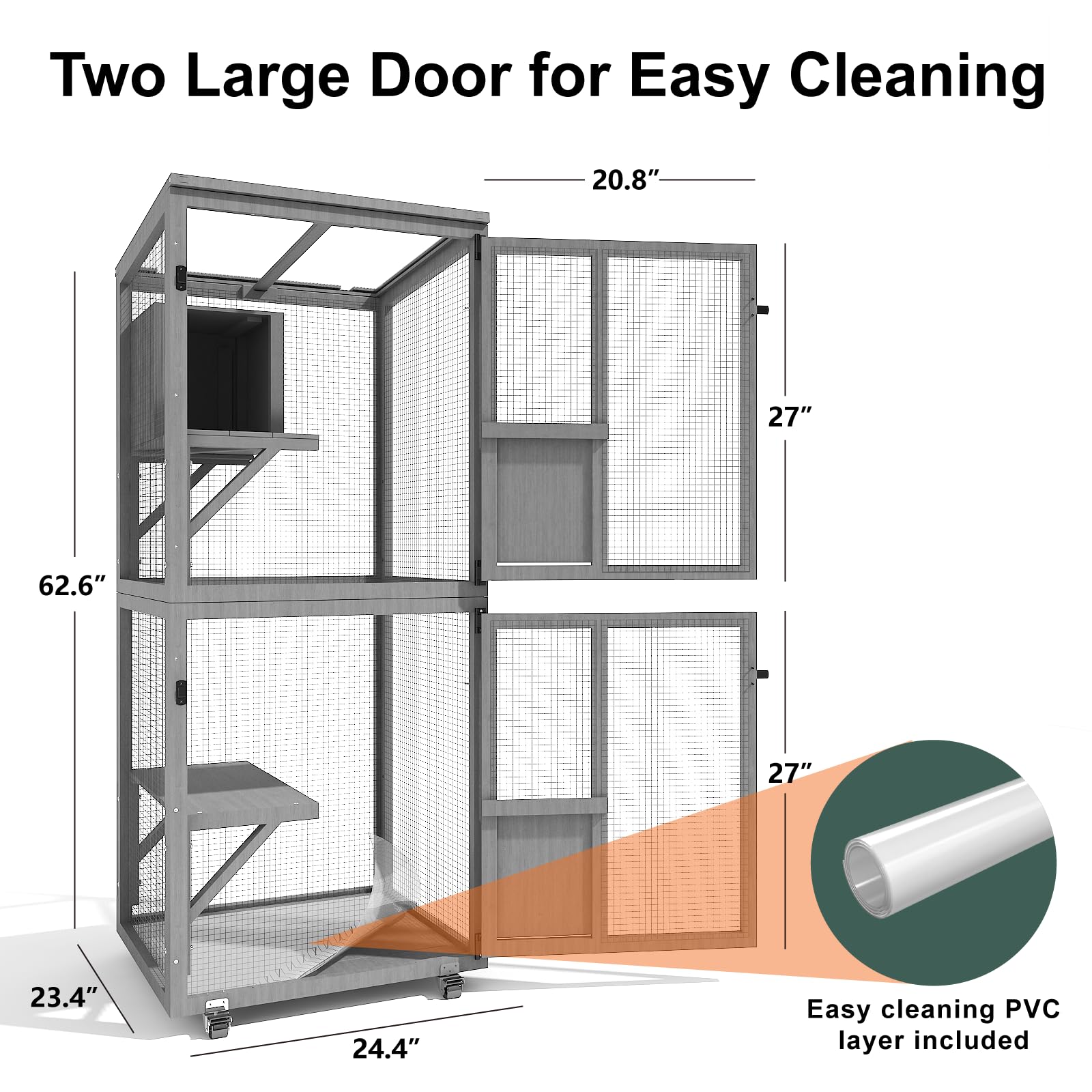 Timhaka Catio Outdoor Cat Enclosure, 4 Tier Indoor Catio With 4 Wheels, Platforms And Resting Box, Cat Cage With Waterproof Roof