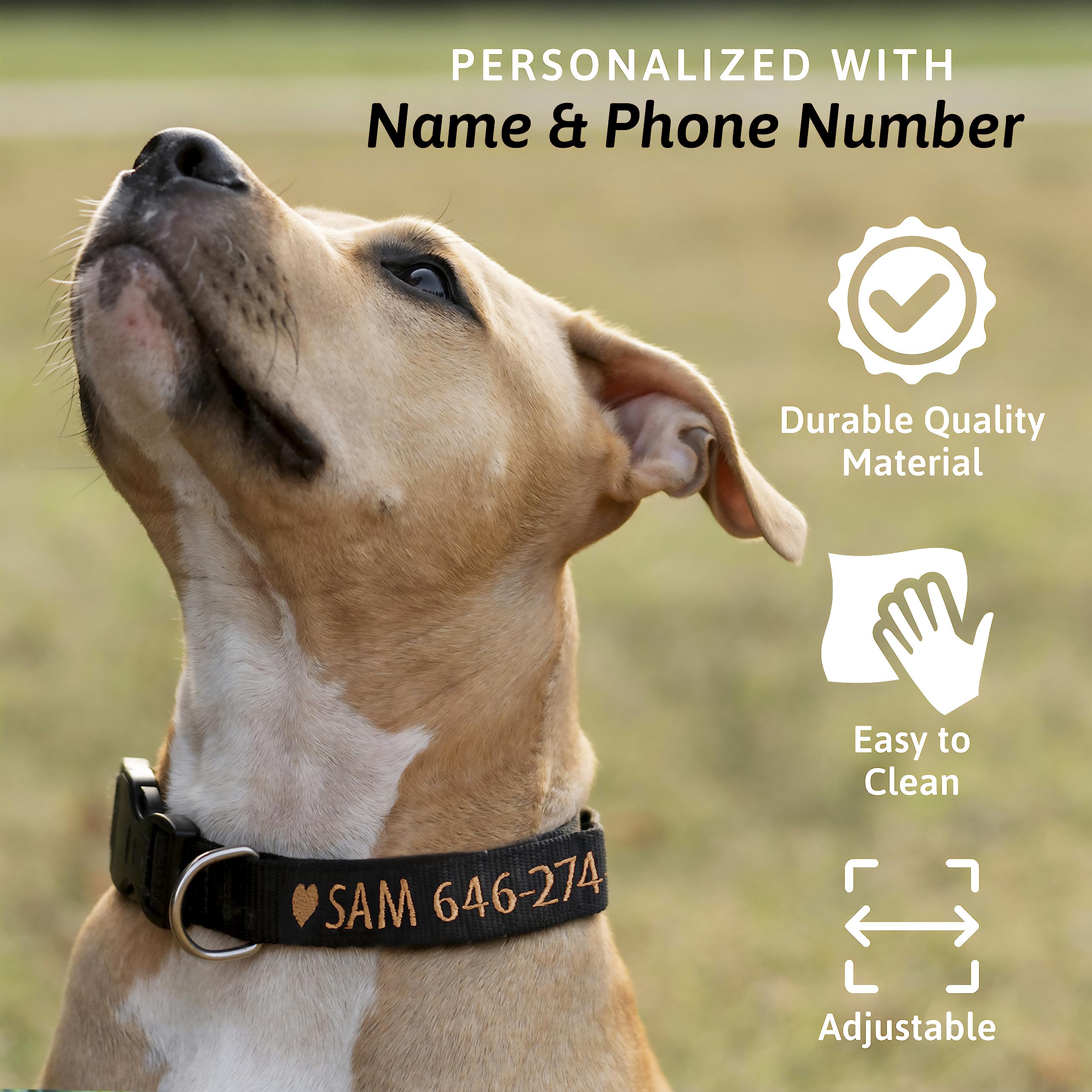 Personalized Dog Collar, Embroidered Pet Collar With Name And Phone Number Adjustable Name Tag For Small, Medium, And Large Dogs