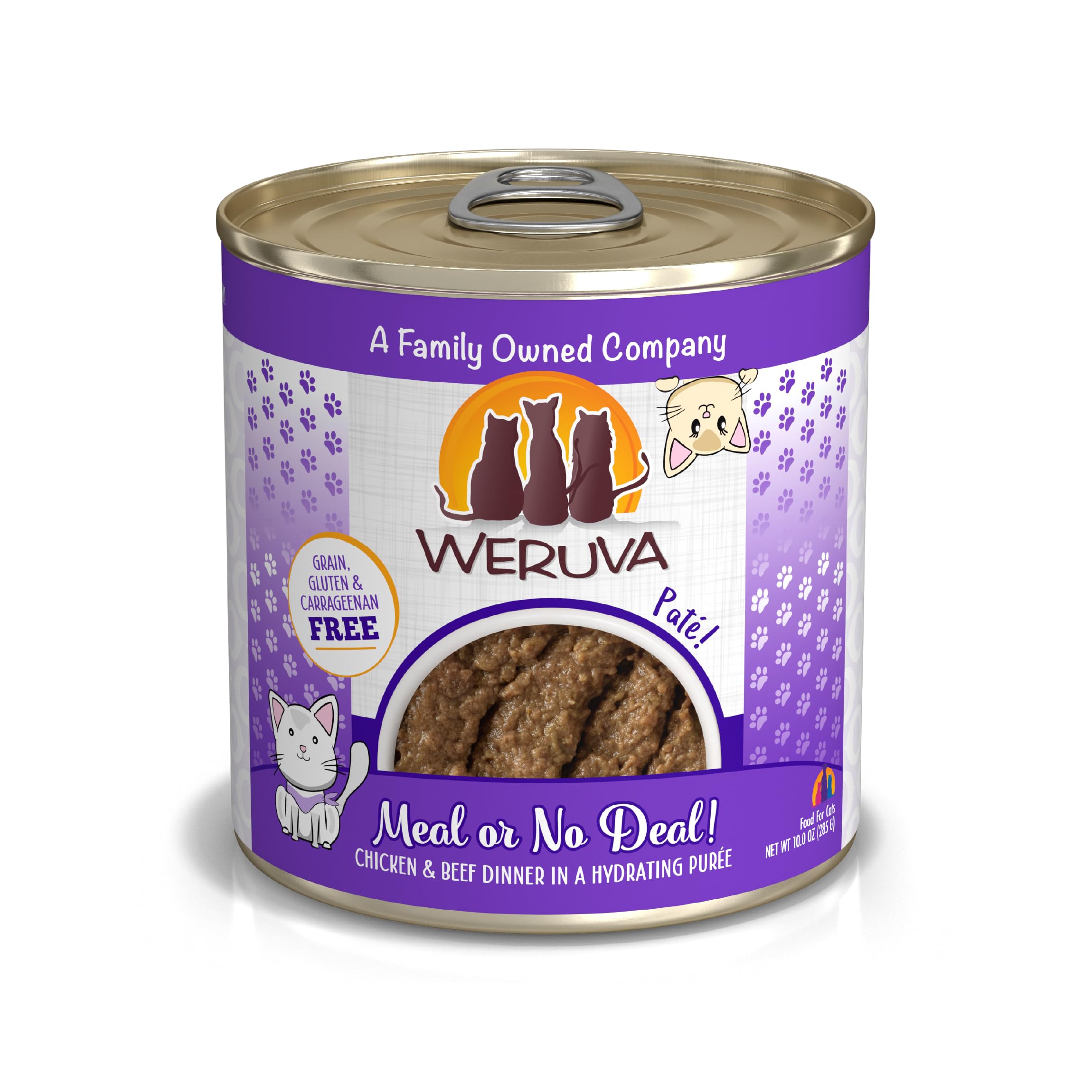 Weruva Wet Cat Food, Meal or No Deal with Chicken and Beef Pate, 10oz Can, Pack of 12