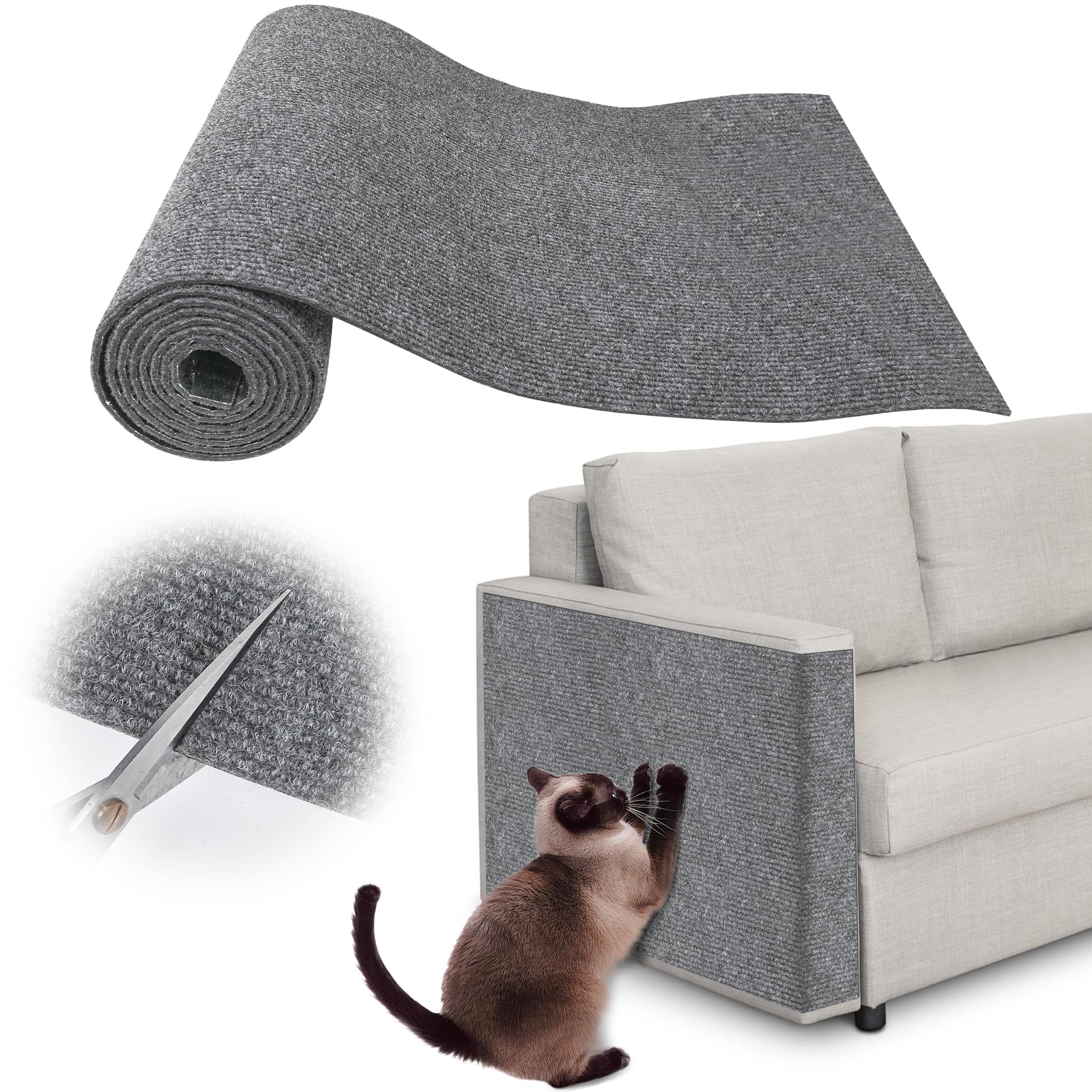 Inchoco Cat Scratch Furniture Protector - 78.7'' X 15.8'' Trimmable Self-Adhesive Cats Claws Scratch Pads, Sisal Diy Climbing Co