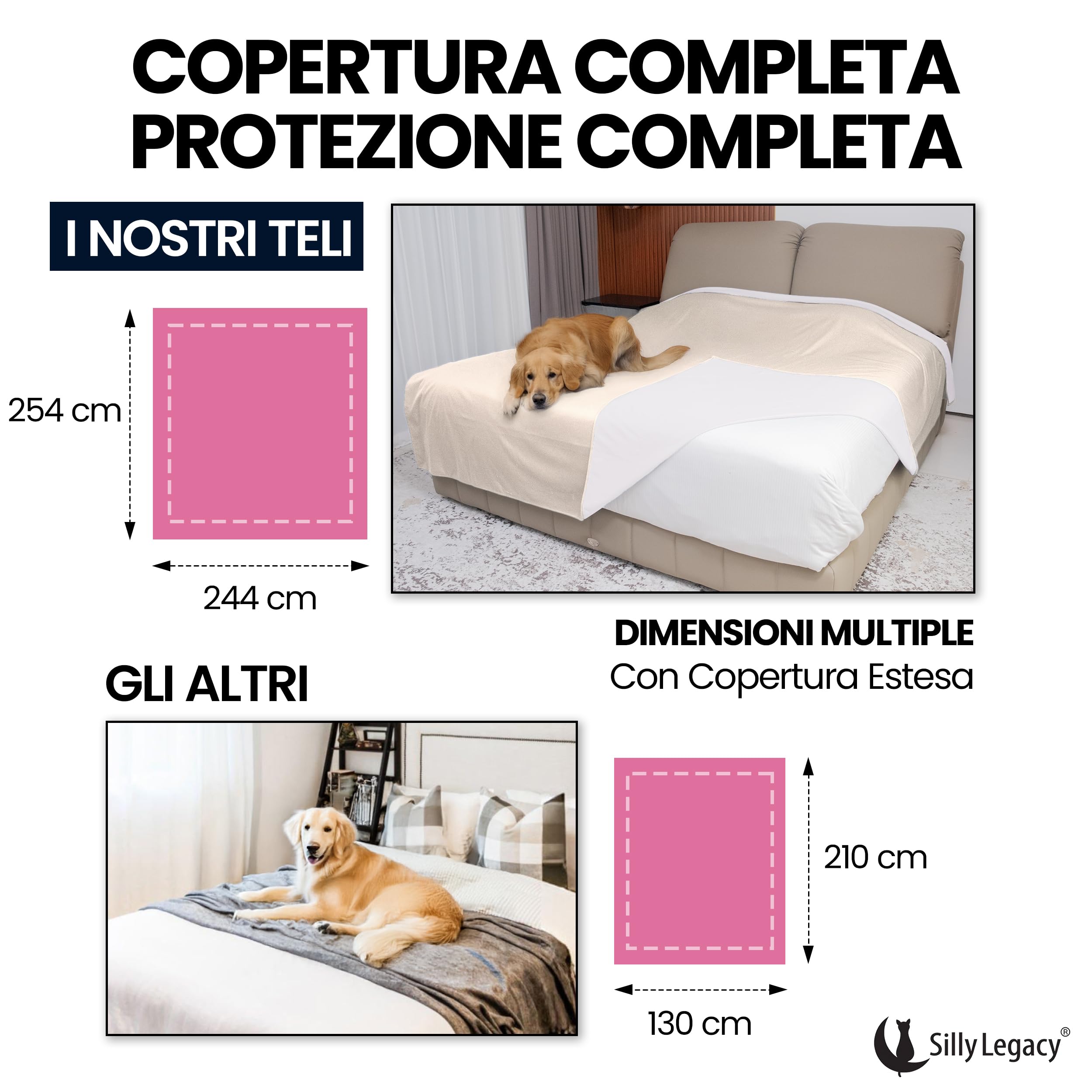 SILLY LEGACY Thin Reversible Waterproof Bed Cover, Queen Size 96x82 inch, Beige, Ideal for Dogs, Cats, Babies, Incontinence Protection