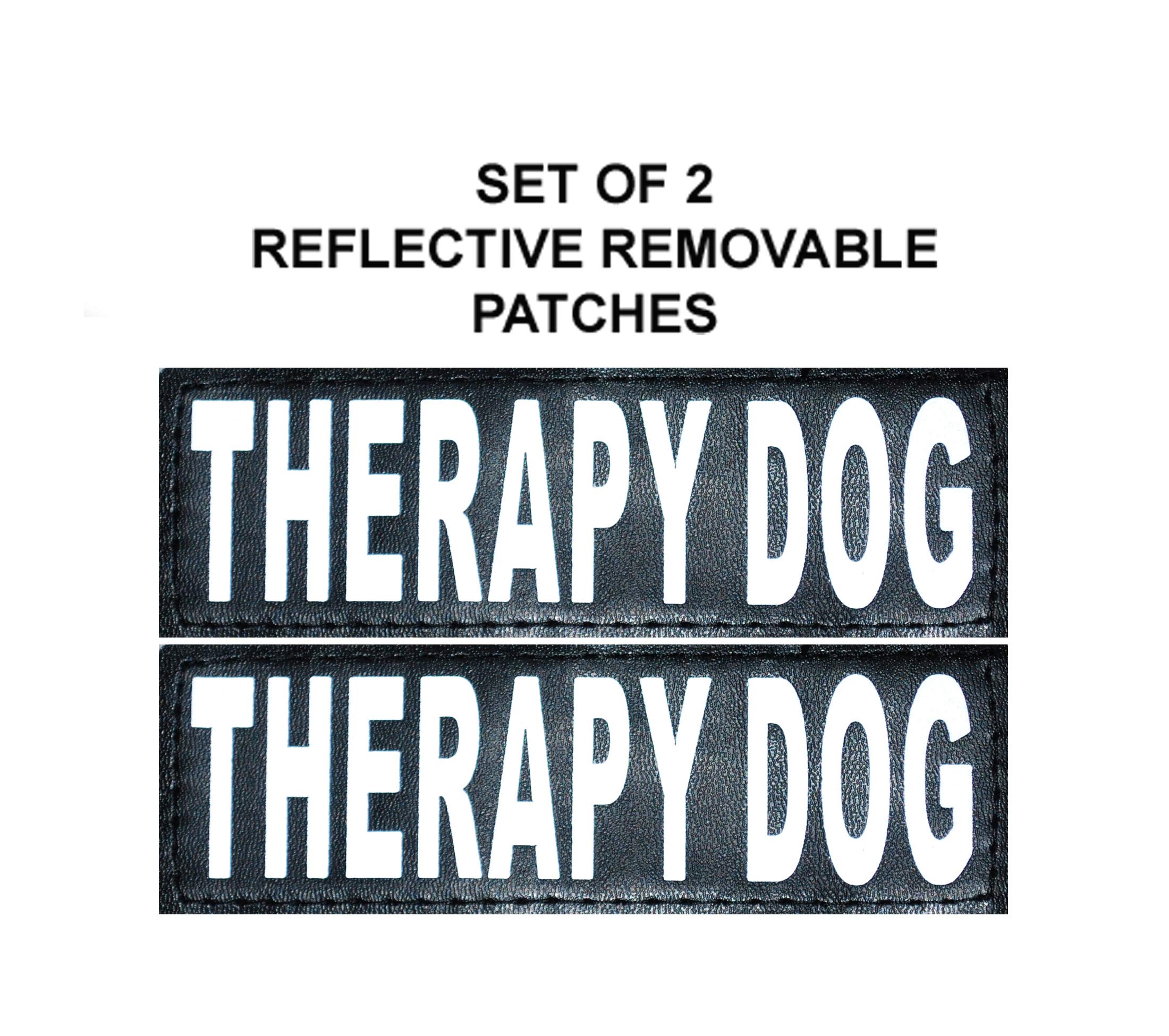 Set Of 2 Reflective Therapy Dog Removable Patches For Service Dog Harnesses & Vests. (Medium 4' X 1.5')