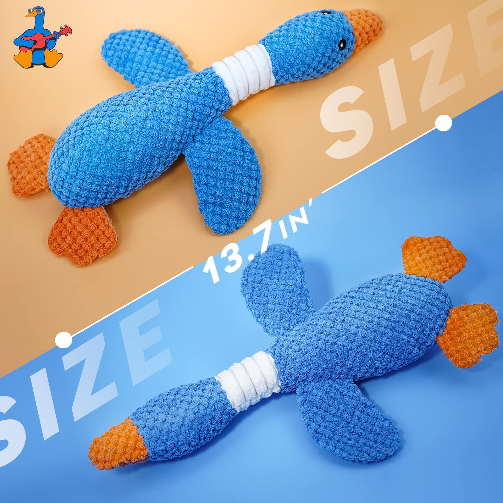 Vitscan 2 Pack Goose Tough Dog Toys for Aggressive Chewers, Durable Squeaky Dog Chew Toys for Small Medium Large Dogs, Plush Int