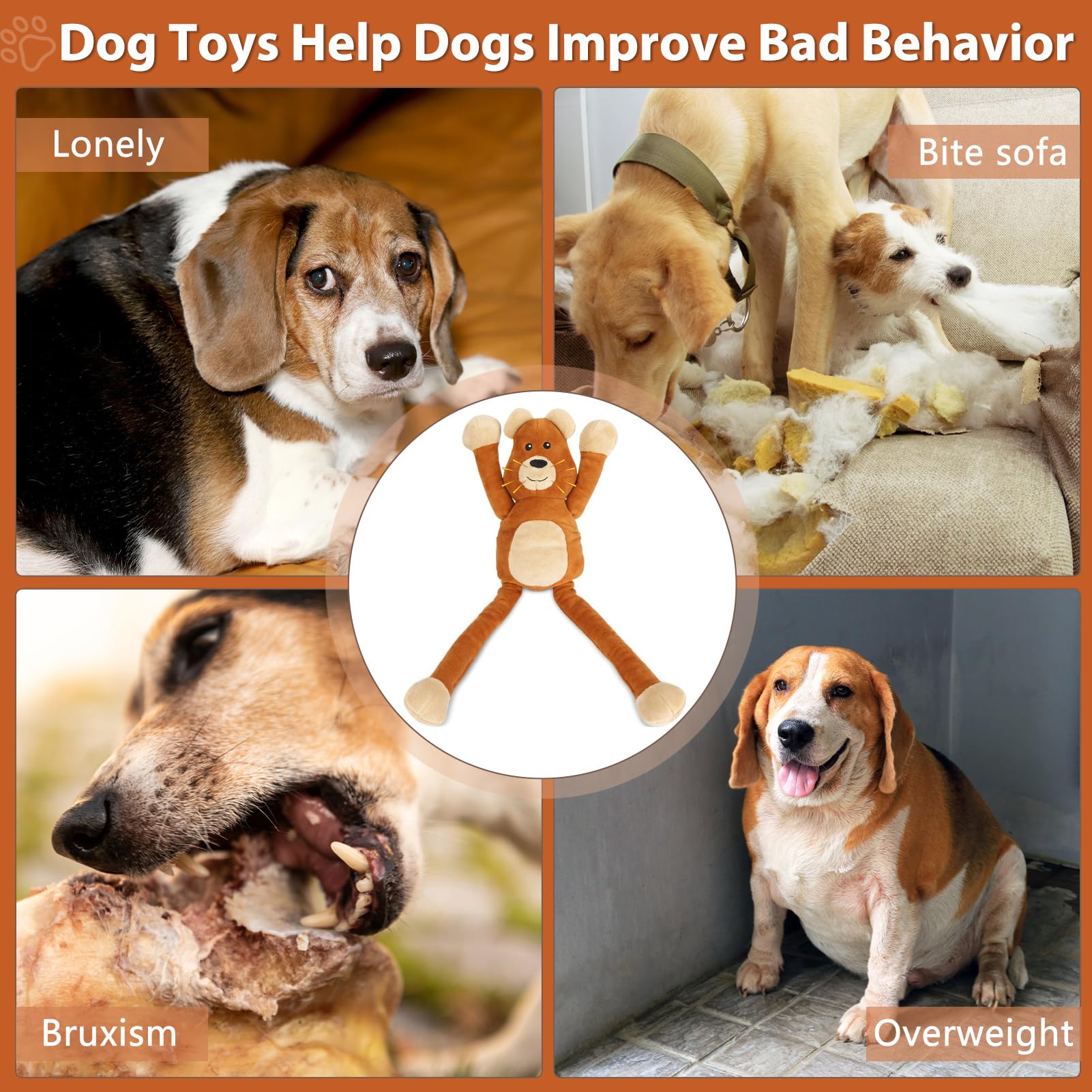 Large Squeaky Dog Toys, Tough Tug-Pull Interactive Puppy Toys, Plush Dog Chew Toys For Small, Medium And Large Dogs