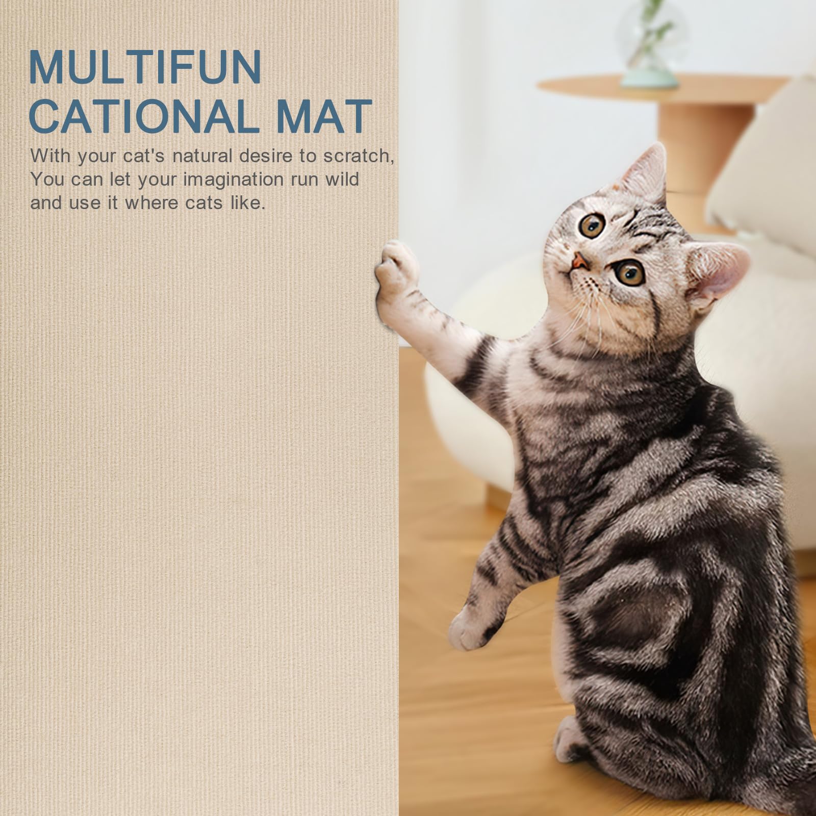 Ankilo Upgraded Cat Scratching Mat, 39''X15.7'', Self-Adhesive Scratching Boards, Felt Cat Scratching Mat, Free Cutting, Cat Scr