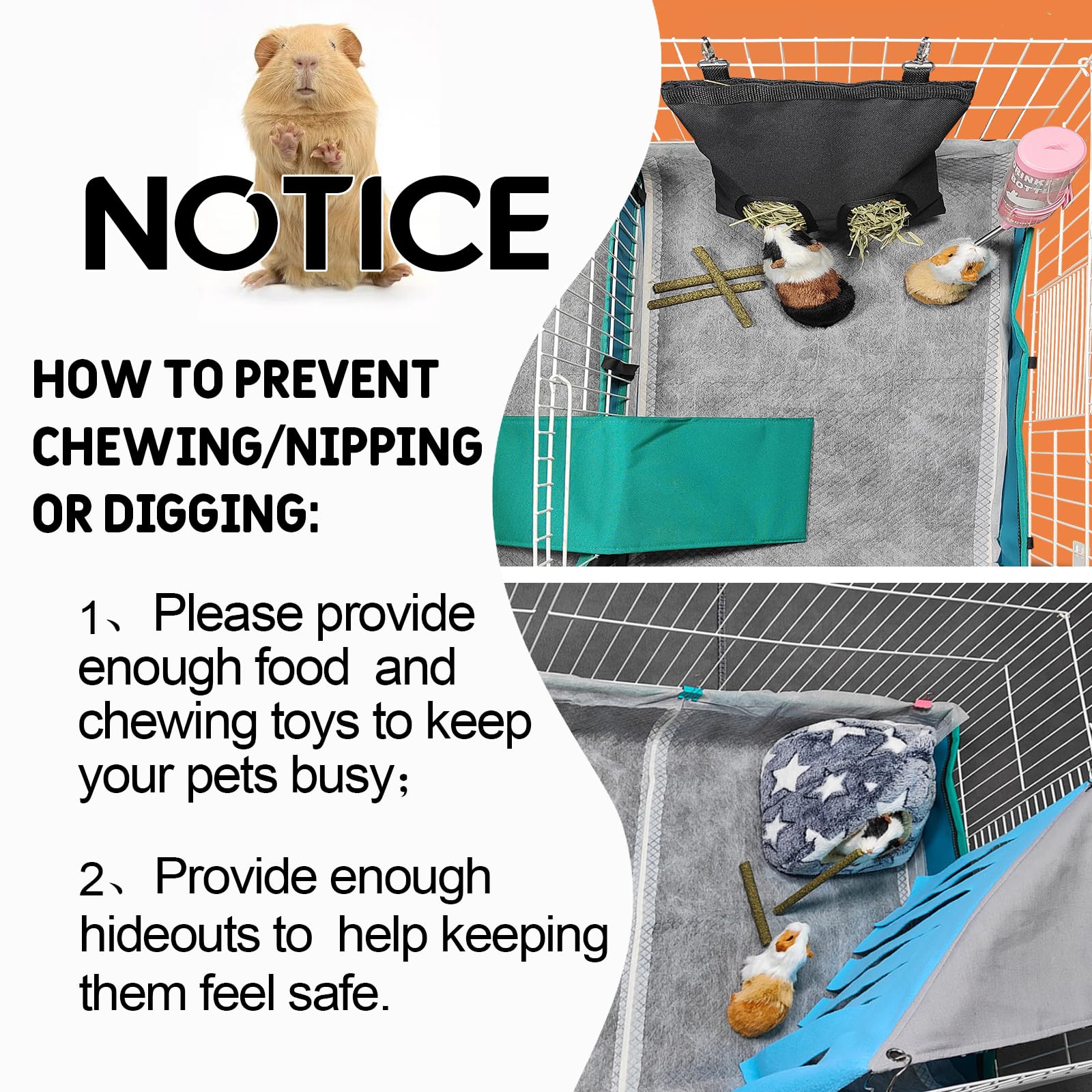 GINIDEAR Guinea Pig Bedding - Disposable Cage Liners, 24"x47", Charcoal Odor Control, 20 Count, Gray