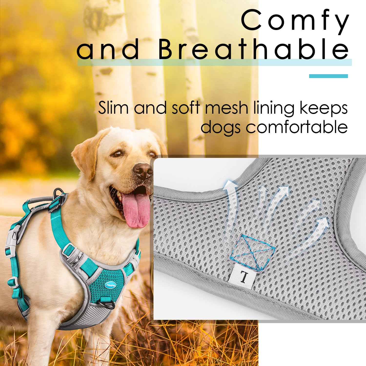 Thinkpet No Pull Harness For Small Medium Large Dogs, Reflective Padded Vest With Handle, Adjustable Star Style