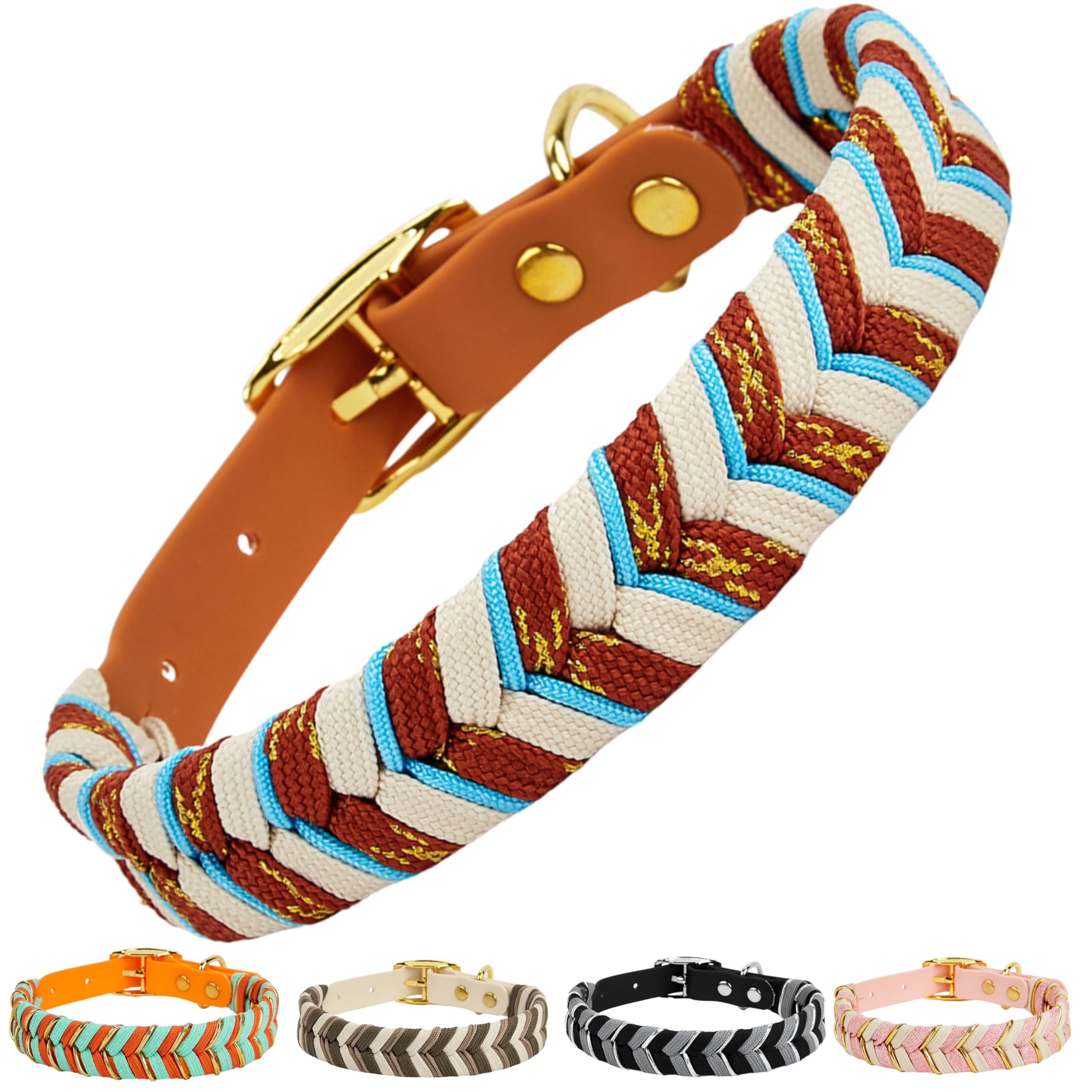 Albcorp Handmade Pvc Coated Dog Collar | Luxury Braided Waterproof Collar For Small To Large Dogs | Adjustable, Durable & Easy T