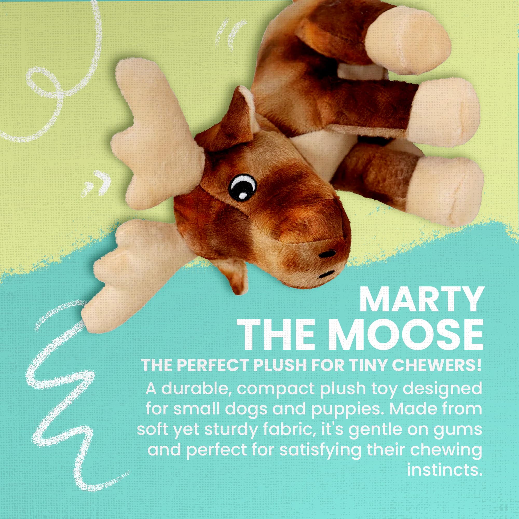 SnugArooz Marty The Moose - Eco Friendly Soft Plush Toy with Squeakers Crinkle & Repair Patch for Long-Lasting Fun - Ideal for S