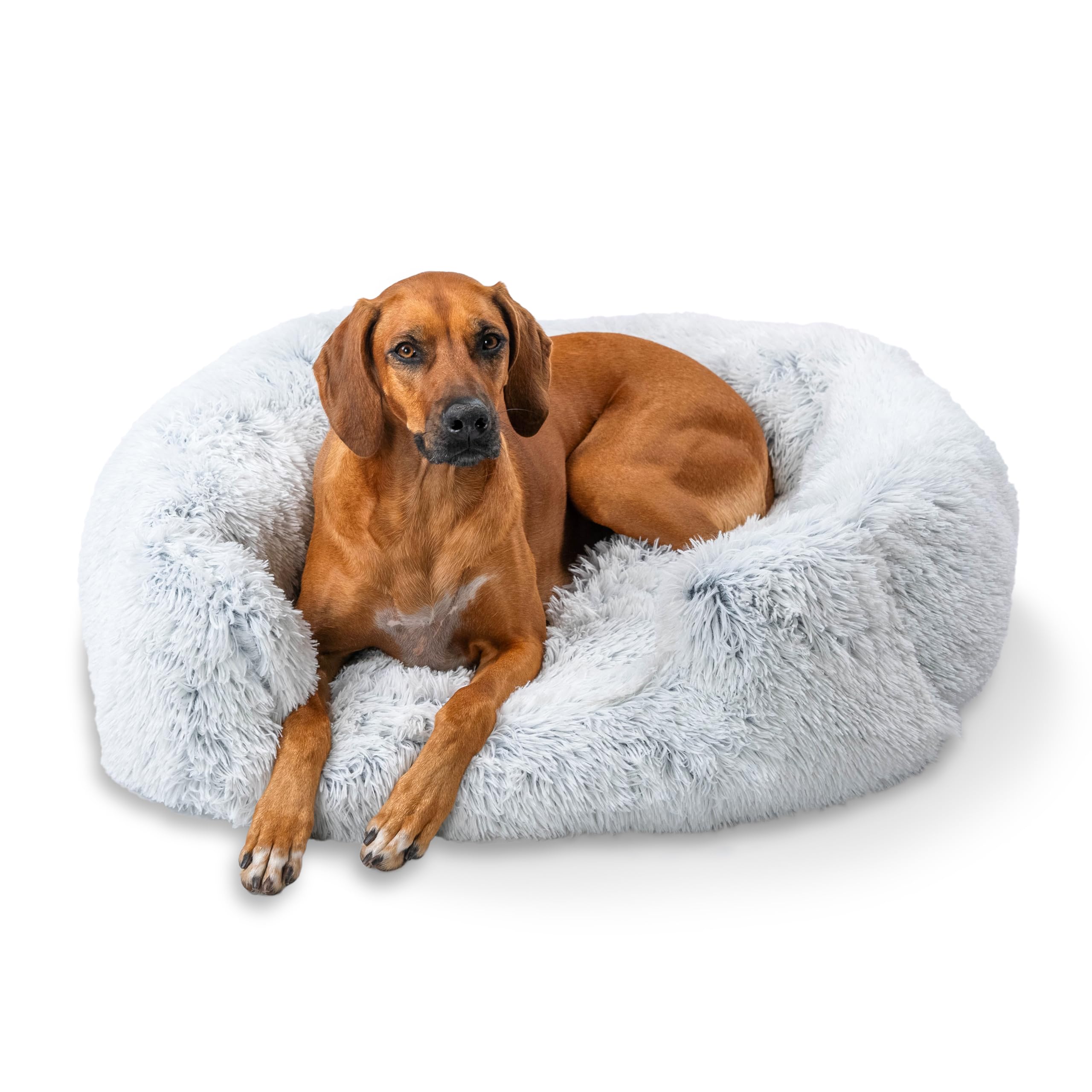 Best Friends by Sheri Shag Lounge Bed Calming Faux Fur Dog Bed, Frost, Large, 36'' x 27''