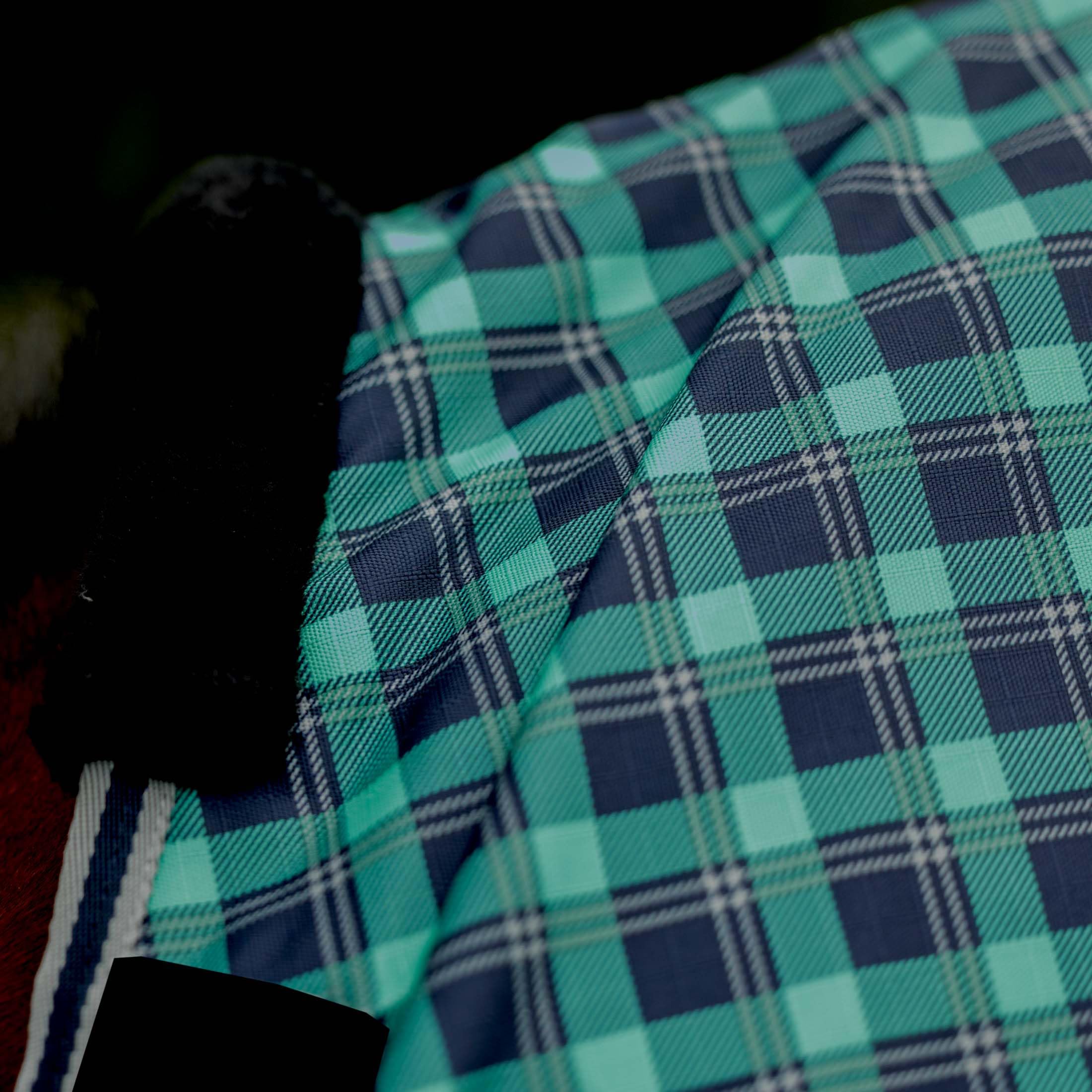 Equinavia Norse No Fill Horse Rain Blanket (0G) | Waterproof Lightweight Turnout Sheet - Black - 66 In - Navy/Turquoise - 78 In