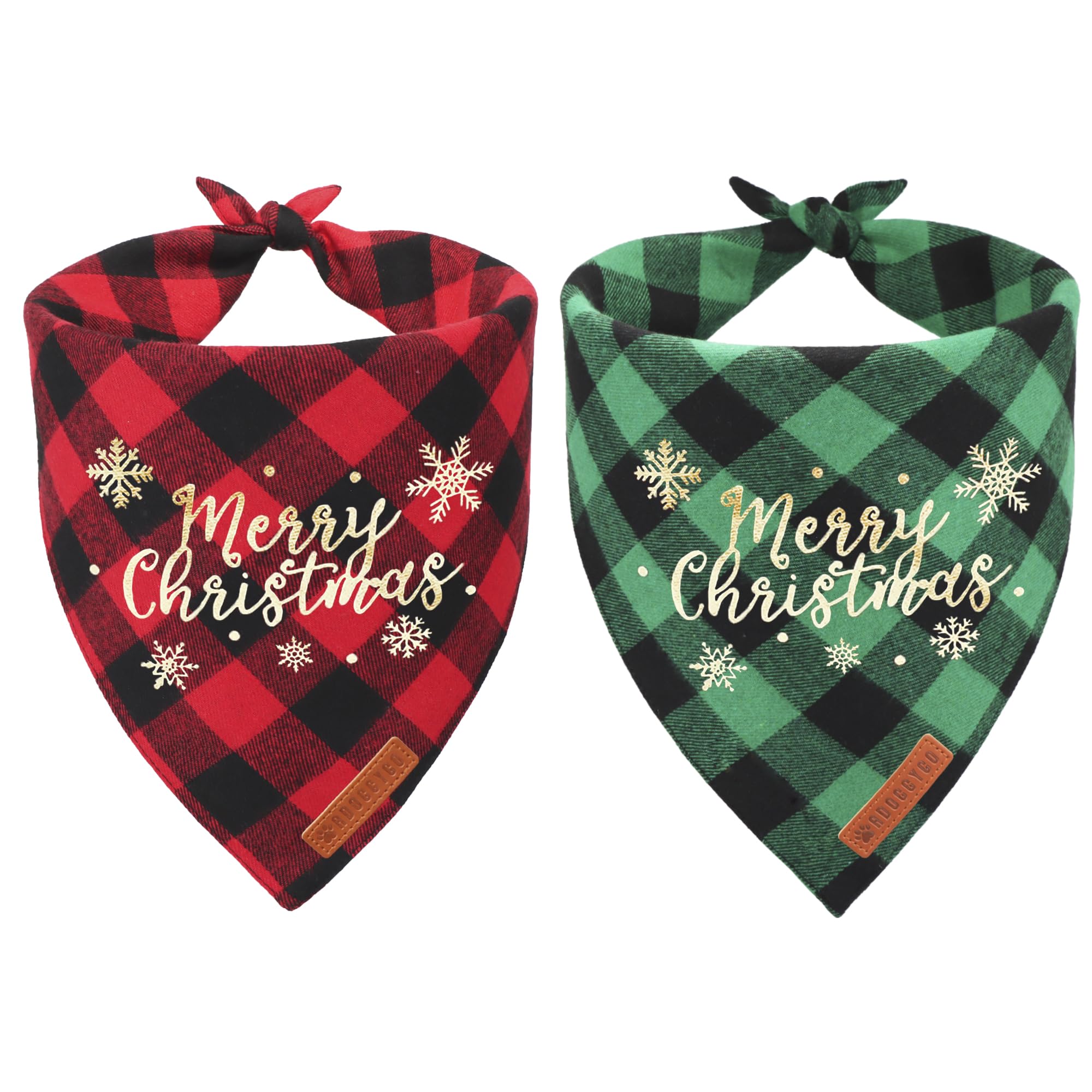 Adoggygo 2 Pack Christmas Dog Plaid Bandana Triangle Bib Set Pet Scarf Accessories For Medium Large Dogs Pets (Christmas-2, Large)