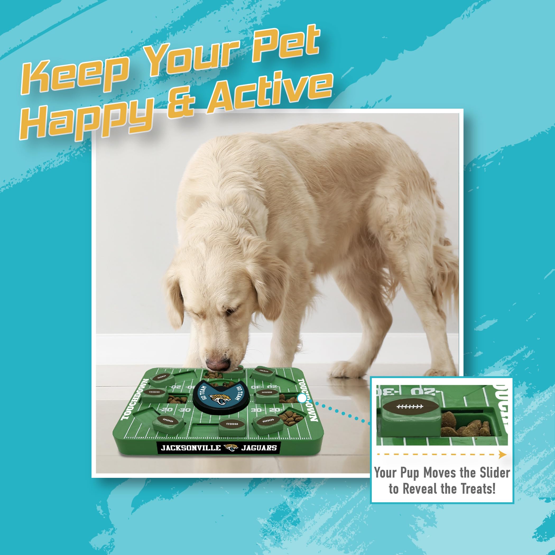 Pets First Jacksonville Jaguars Nfl Dog Puzzle Toy, Large Size, Interactive Treat & Slow Feeding Toy