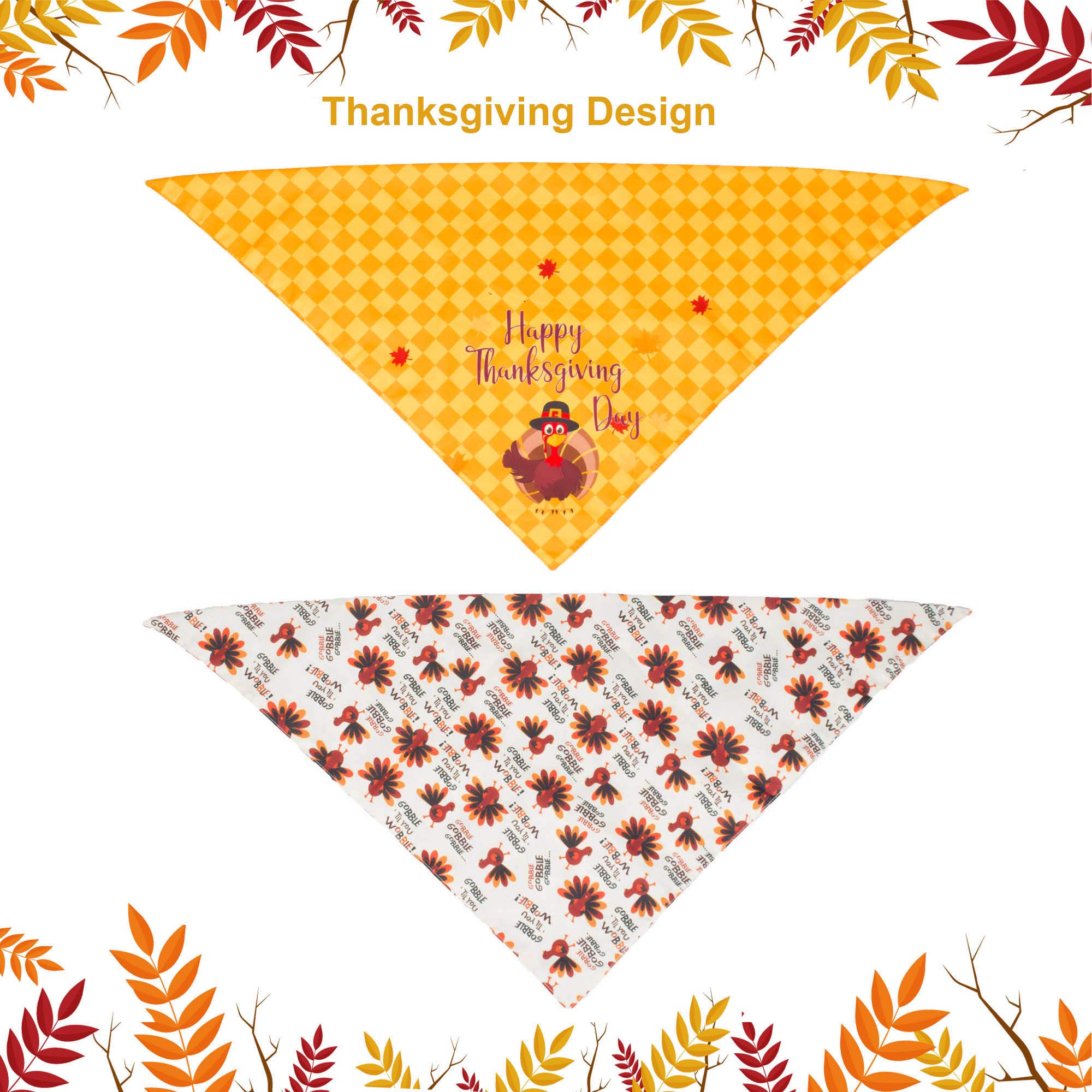 Adoggygo Thanksgiving Dog Bandana Fall Autumn Pet Bandana Reversible Triangle Bibs Scarf Accessories For Small Dogs Pets (Small,