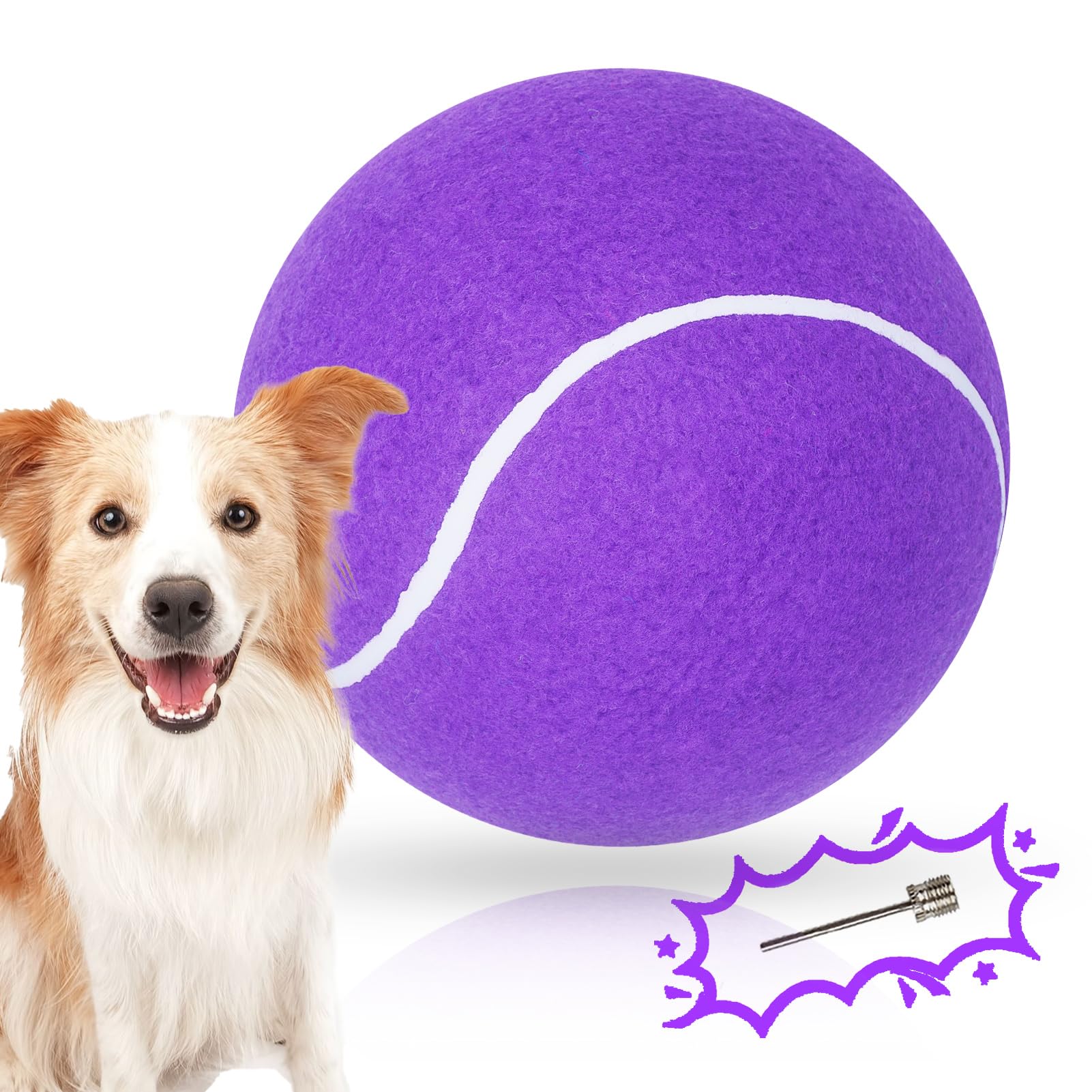 Banfeng Big Tennis Ball For Dogs, Giant Dog Tennis Ball Toy Large Outdoor Sports Gift For Small Medium Large Dog (Purple, 9.5 In